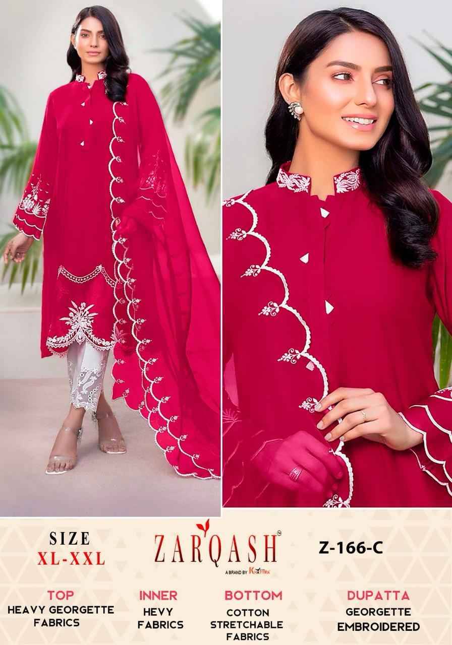 Zarqash Hit Design Z-166 Colours By Zarqash Z-166-A To Z-166-D Series Designer Festive Pakistani Suits Collection Beautiful Stylish Fancy Colorful Party Wear & Occasional Wear Heavy Georgette Embroidered Dresses At Wholesale Price