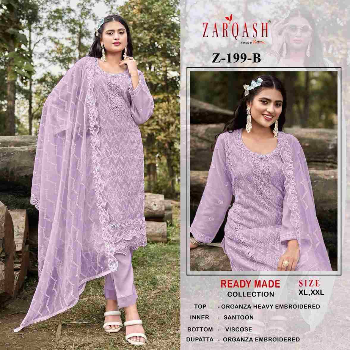 Zarqash Hit Design Z-199 Colours By Zarqash Z-199-A To Z-199-C Series Beautiful Pakistani Suits Colorful Stylish Fancy Casual Wear & Ethnic Wear Organza Dresses At Wholesale Price