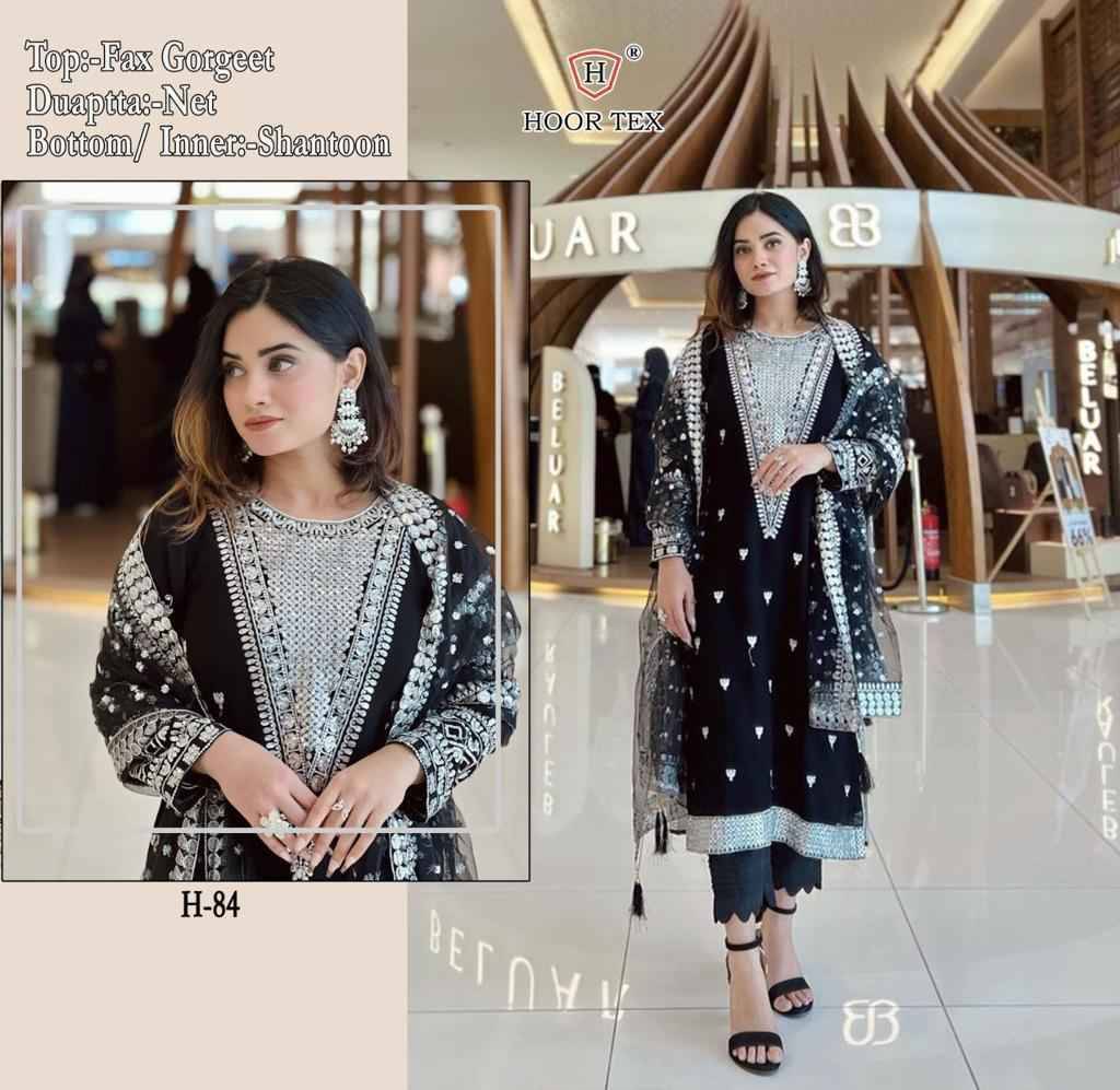 Hoor Tex Hit Design H-84 By Hoor Tex Designer Festive Pakistani Suits Collection Beautiful Stylish Fancy Colorful Party Wear & Occasional Wear Faux Georgette With Embroidered Dresses At Wholesale Price