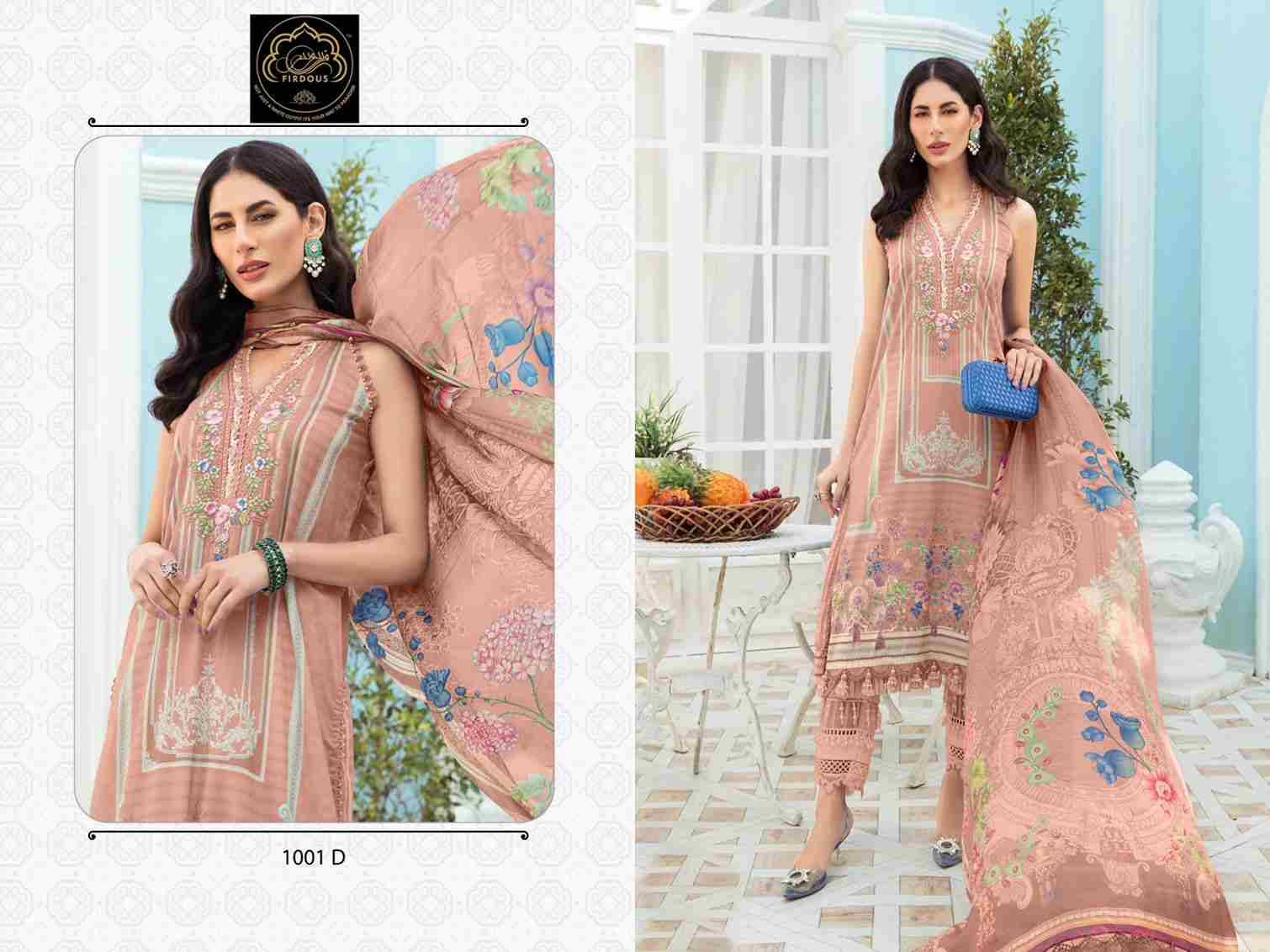 Maria.B. Vol-1 By Firdous 1001-A To 1001-D Series Beautiful Festive Suits Colorful Stylish Fancy Casual Wear & Ethnic Wear Pure Cotton Embroidered Dresses At Wholesale Price