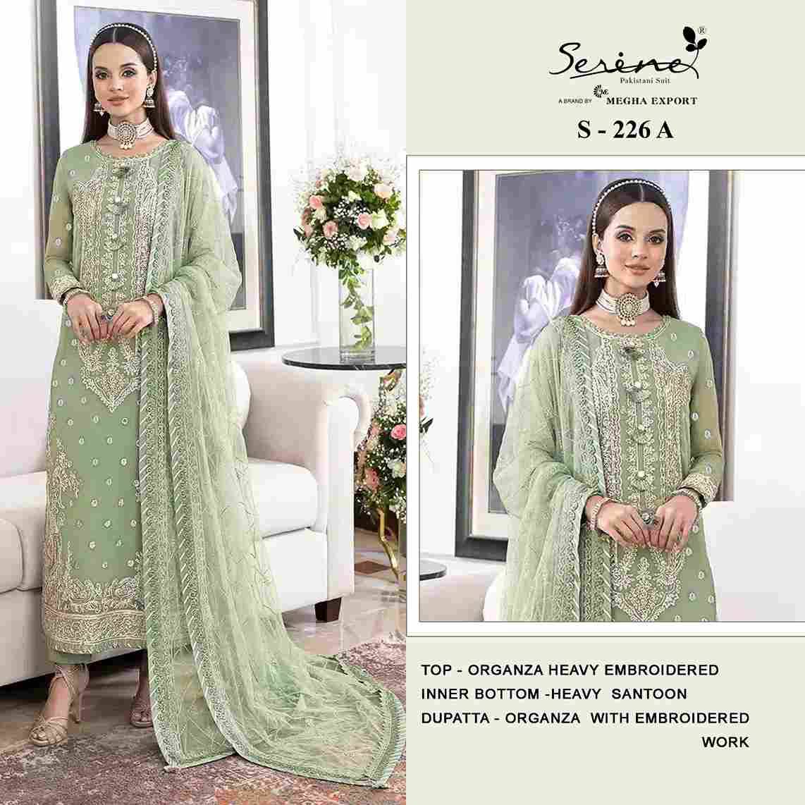 Serene Hit Design S-226 Colours By Serene S-226-A To S-226-D Series Designer Pakistani Suits Beautiful Fancy Colorful Stylish Party Wear & Occasional Wear Organza Embroidered Dresses At Wholesale Price