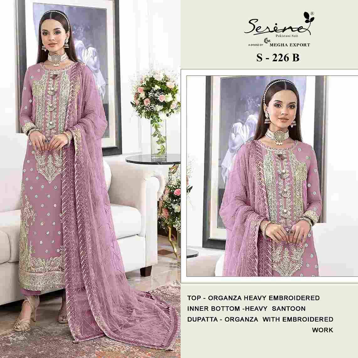 Serene Hit Design S-226 Colours By Serene S-226-A To S-226-D Series Designer Pakistani Suits Beautiful Fancy Colorful Stylish Party Wear & Occasional Wear Organza Embroidered Dresses At Wholesale Price