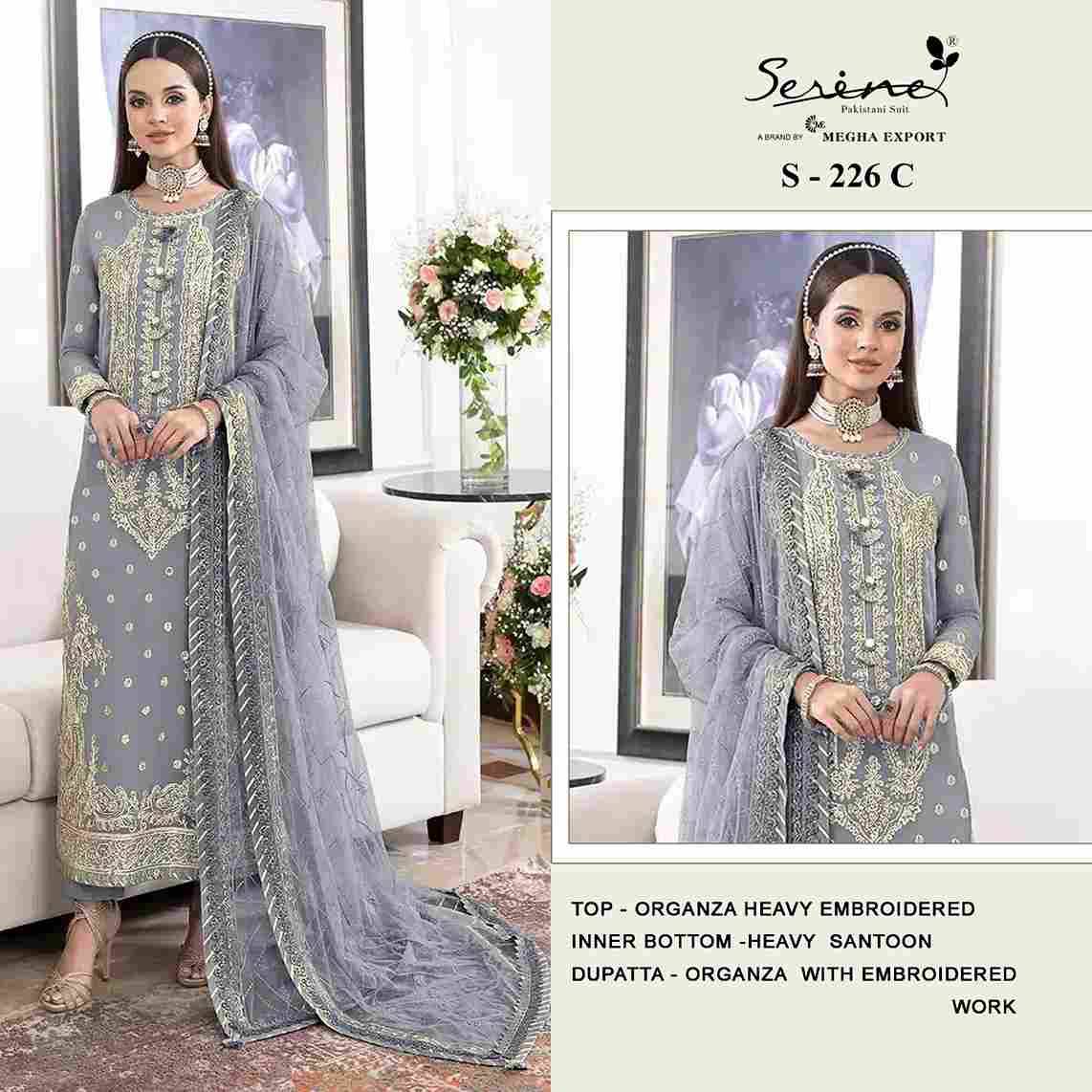 Serene Hit Design S-226 Colours By Serene S-226-A To S-226-D Series Designer Pakistani Suits Beautiful Fancy Colorful Stylish Party Wear & Occasional Wear Organza Embroidered Dresses At Wholesale Price