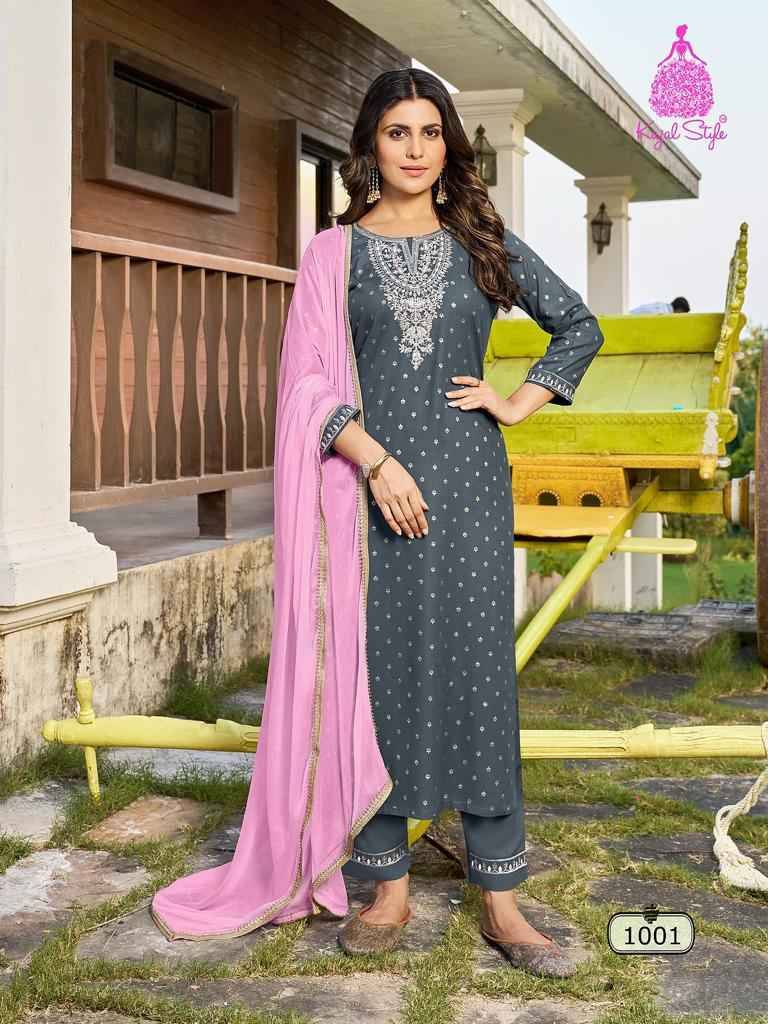 Rangrez By Kajal Style 1001 To 1004 Series Beautiful Festive Suits Colorful Stylish Fancy Casual Wear & Ethnic Wear Rayon Foil Dresses At Wholesale Price