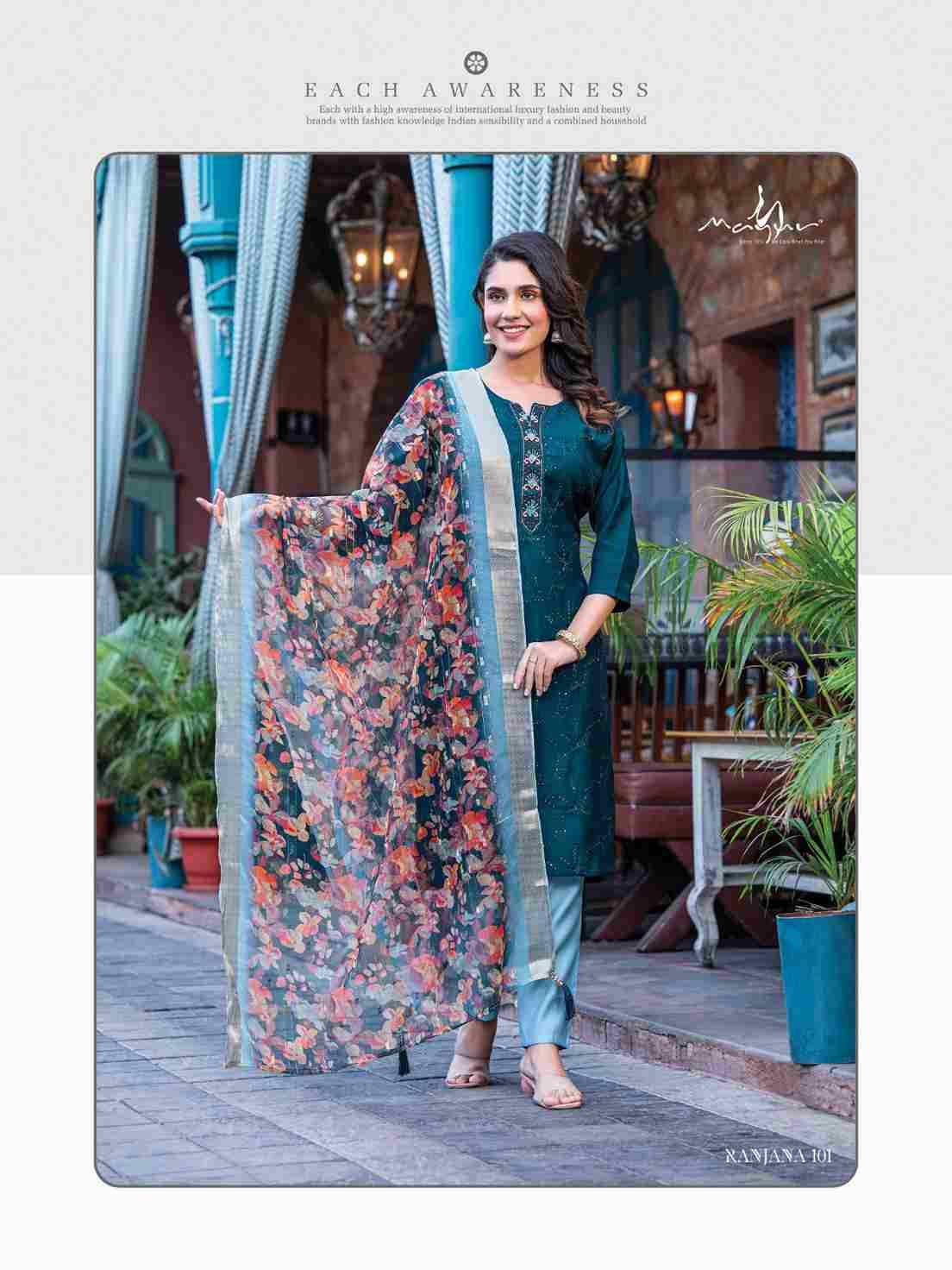 Ranjana By Mayur 101 To 106 Series Beautiful Stylish Festive Suits Fancy Colorful Casual Wear & Ethnic Wear & Ready To Wear Heavy Silk Dresses At Wholesale Price