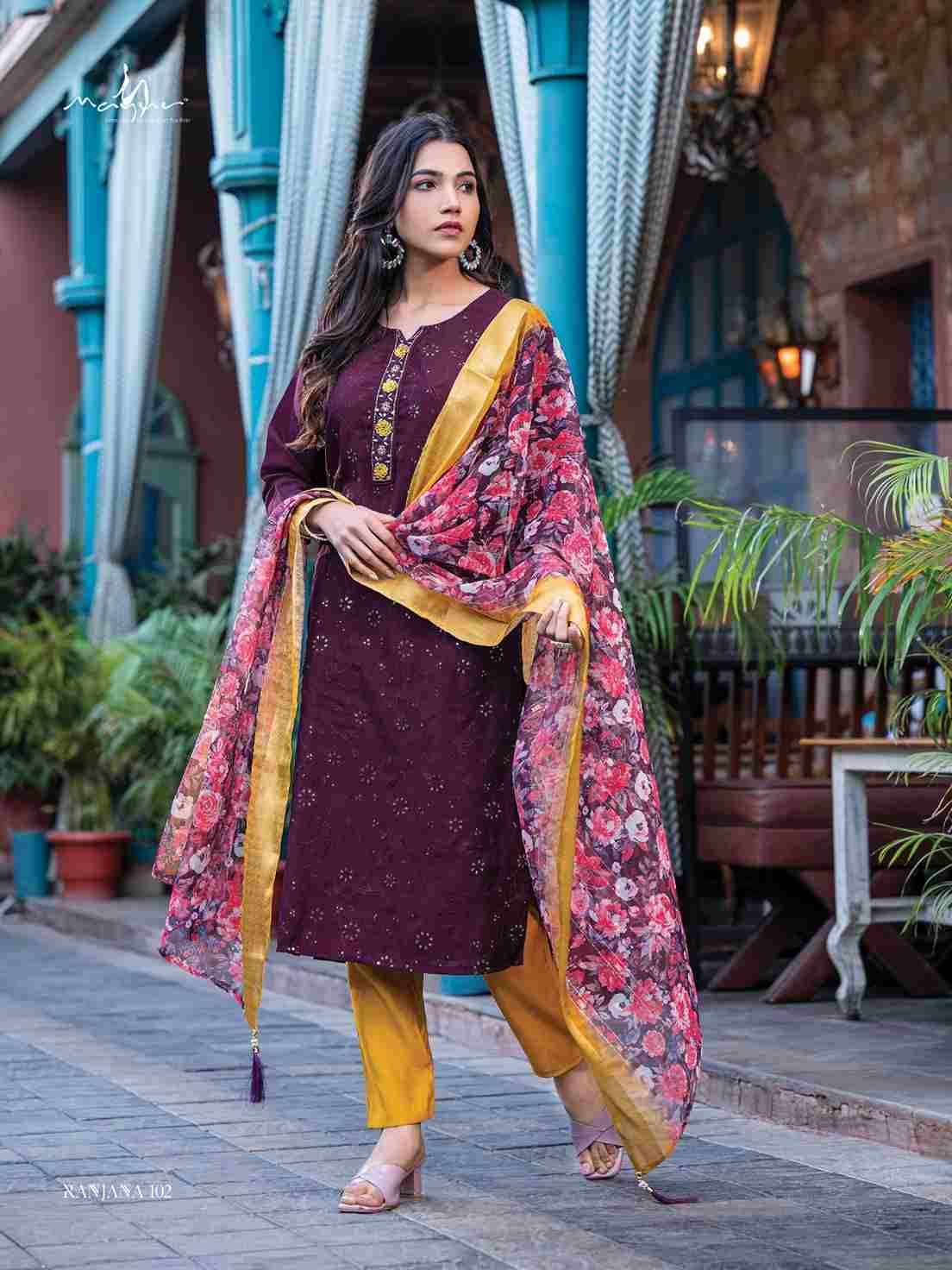 Ranjana By Mayur 101 To 106 Series Beautiful Stylish Festive Suits Fancy Colorful Casual Wear & Ethnic Wear & Ready To Wear Heavy Silk Dresses At Wholesale Price