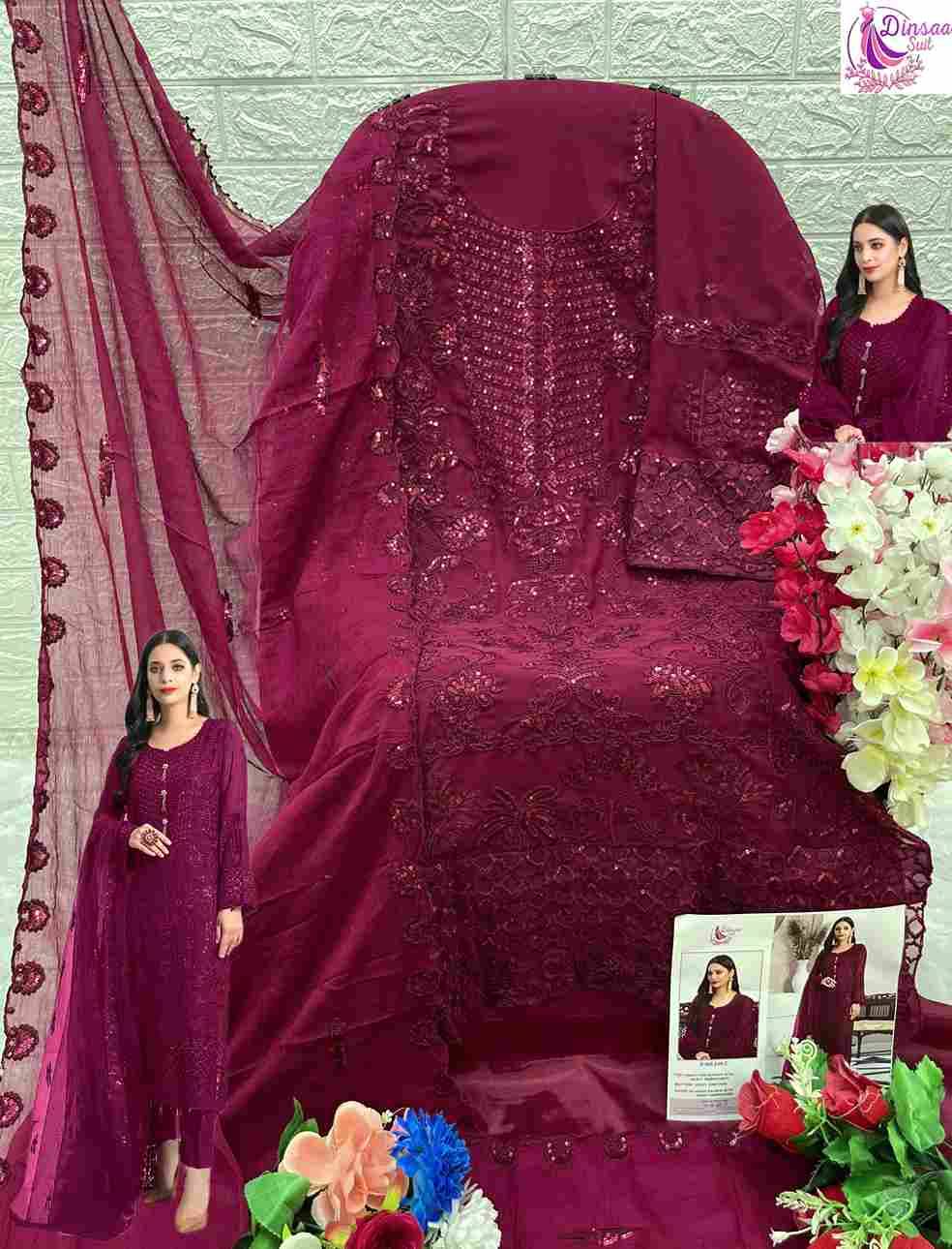 Dinsaa Hit Design 235 Colours By Dinsaa Suits 235-A To 235-D Series Designer Pakistani Suits Beautiful Stylish Fancy Colorful Party Wear & Occasional Wear Heavy Faux Georgette Dresses At Wholesale Price