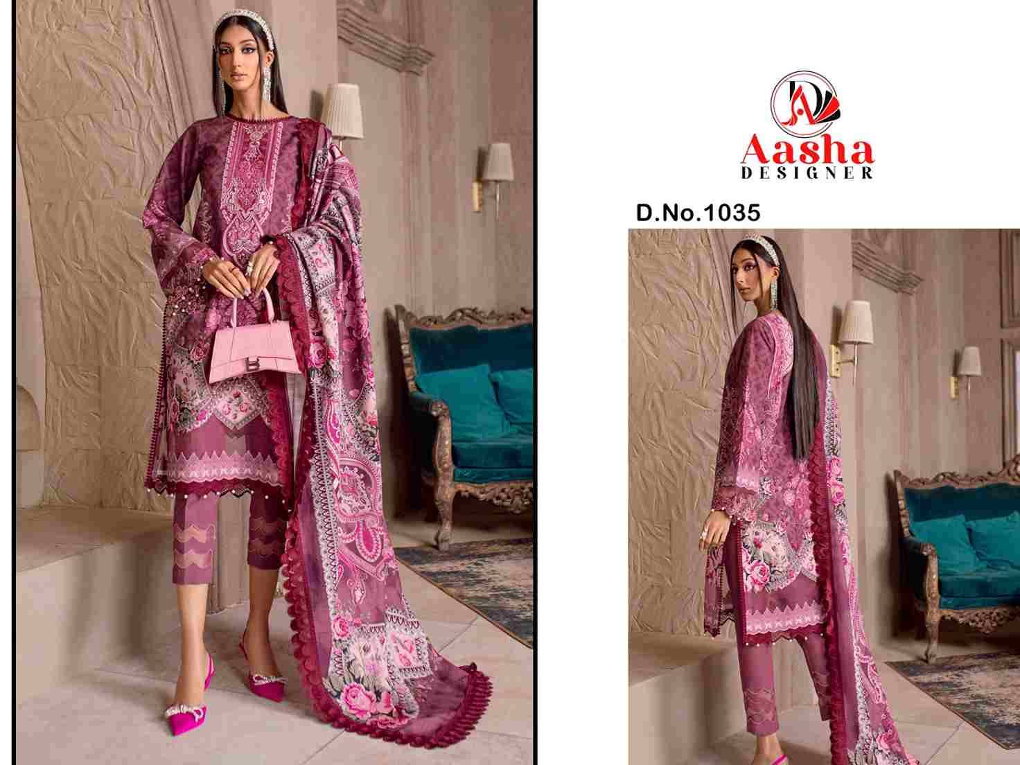 Queen Court Vol-4 By Aasha Designer 1035 To 1037 Series Beautiful Pakistani Suits Colorful Stylish Fancy Casual Wear & Ethnic Wear Pure Cotton Embroidered Dresses At Wholesale Price