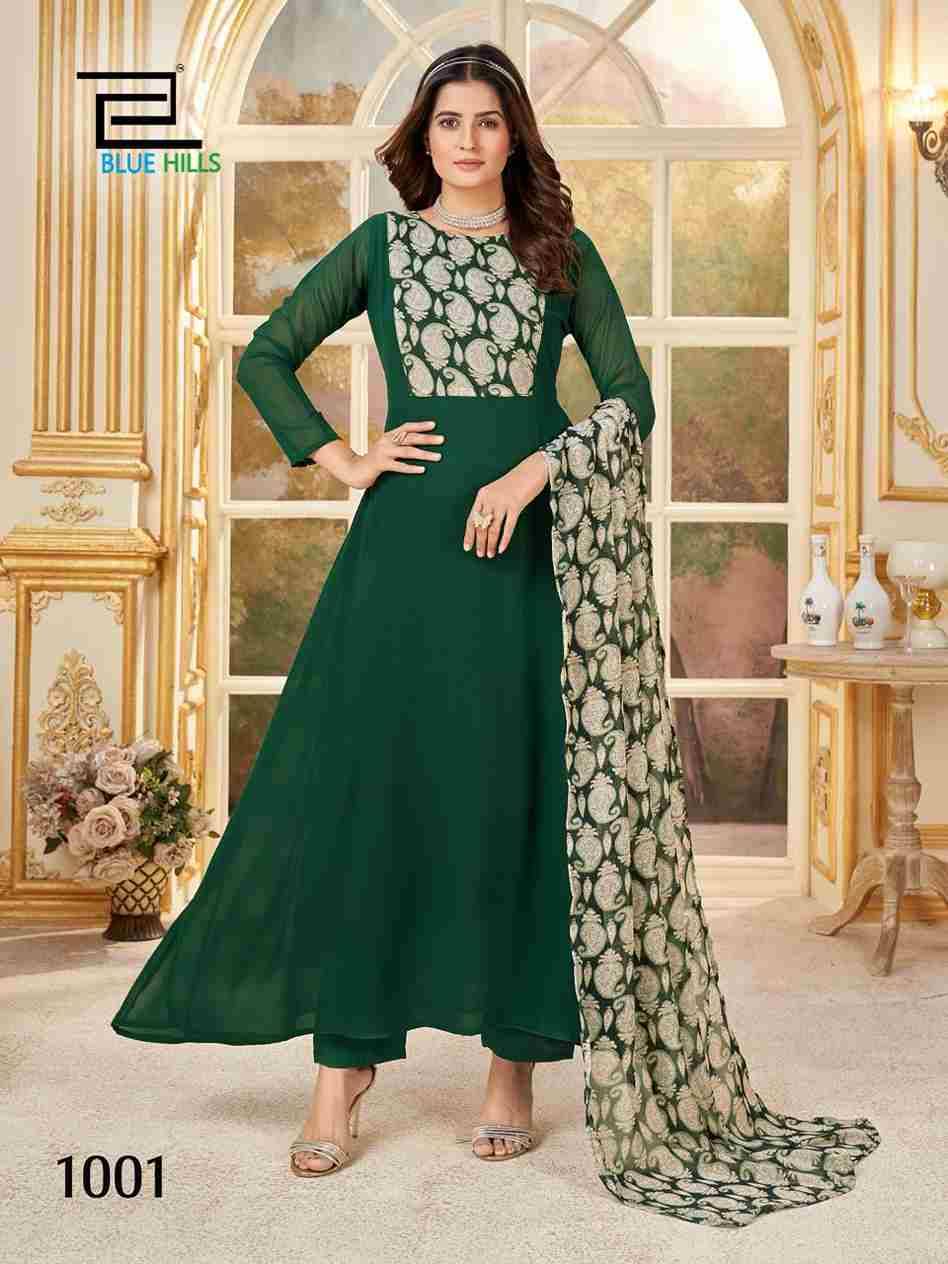 Nithya By Blue Hills 1001 To 1004 Series Festive Suits Beautiful Fancy Colorful Stylish Party Wear & Occasional Wear Pure Georgette Dresses At Wholesale Price