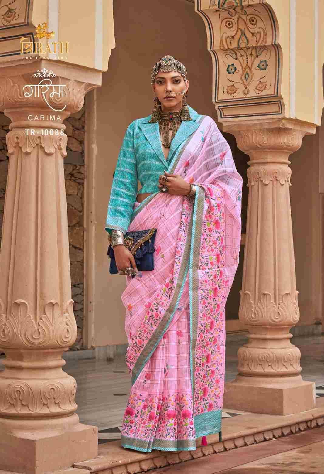 Garima By Trirath 10088 To 10094 Series Indian Traditional Wear Collection Beautiful Stylish Fancy Colorful Party Wear & Occasional Wear Linen Sarees At Wholesale Price