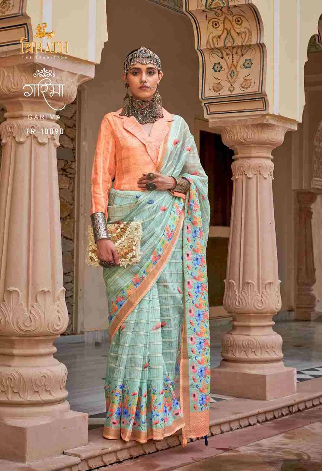 Garima By Trirath 10088 To 10094 Series Indian Traditional Wear Collection Beautiful Stylish Fancy Colorful Party Wear & Occasional Wear Linen Sarees At Wholesale Price