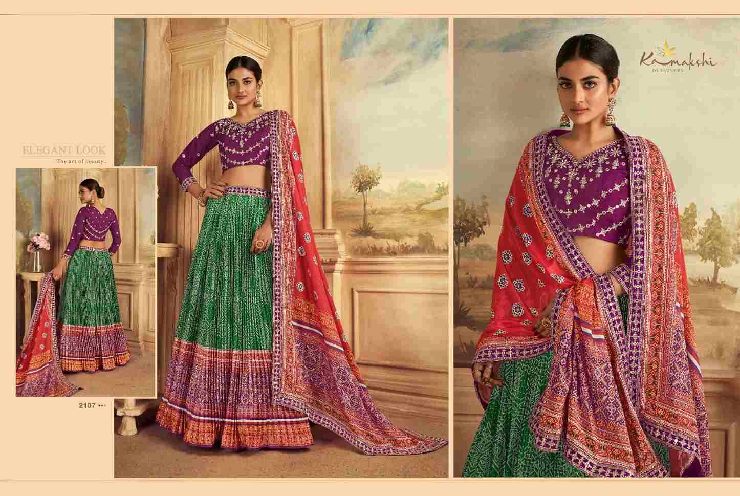 Satrangi By Kamakshi 2101 To 2109 Series Bridal Wear Collection Beautiful Stylish Colorful Fancy Party Wear & Occasional Wear Silk Lehengas At Wholesale Price