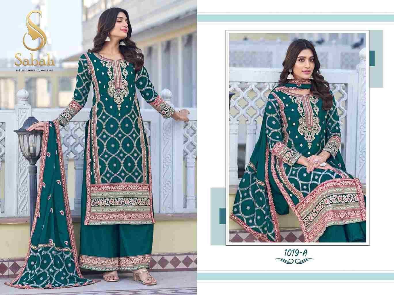 Guzaarish By Sabah 1019-A To 1019-D Series Beautiful Pakistani Suits Colorful Stylish Fancy Casual Wear & Ethnic Wear Chinnon Silk Embroidered Dresses At Wholesale Price