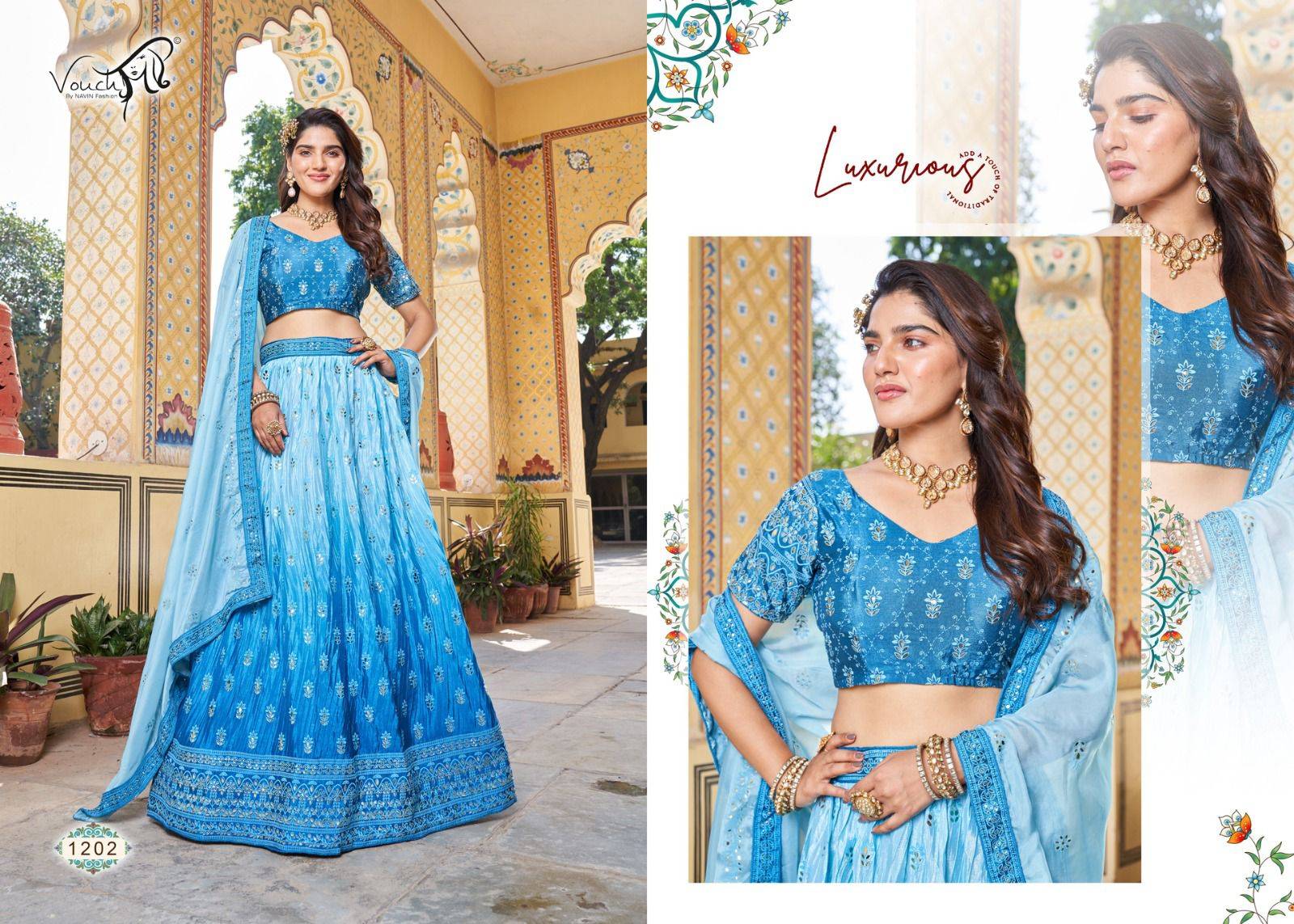 Heeriye By Vouche 1201 To 1205 Series Bridal Wear Collection Beautiful Stylish Colorful Fancy Party Wear & Occasional Wear Soft Organza Lehengas At Wholesale Price