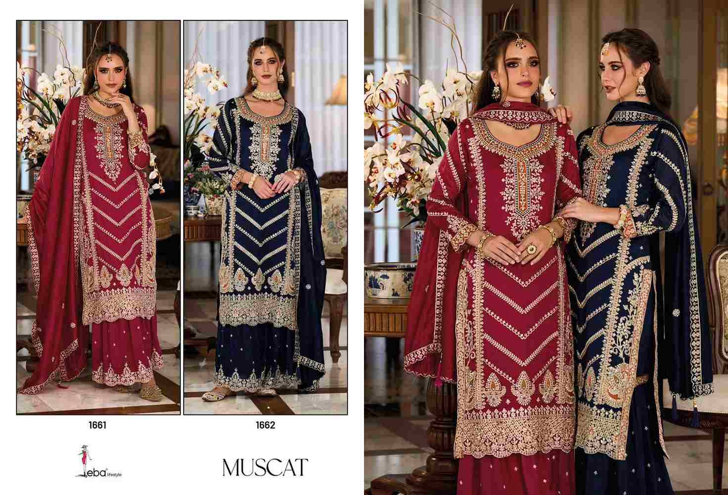 Muscat By Eba Lifestyle 1661 To 1662 Series Beautiful Sharara Suits Colorful Stylish Fancy Casual Wear & Ethnic Wear Silk Dresses At Wholesale Price