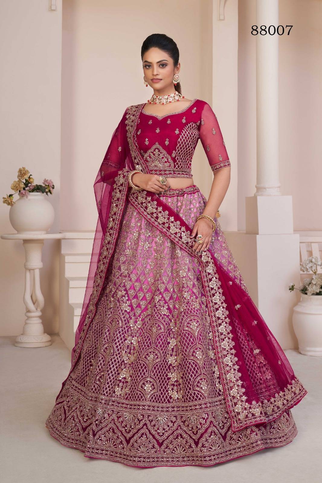 Arya Vol-53 By Arya Designs 88001 To 88016 Series Bridal Wear Collection Beautiful Stylish Colorful Fancy Party Wear & Occasional Wear Net/Georgette Lehengas At Wholesale Price