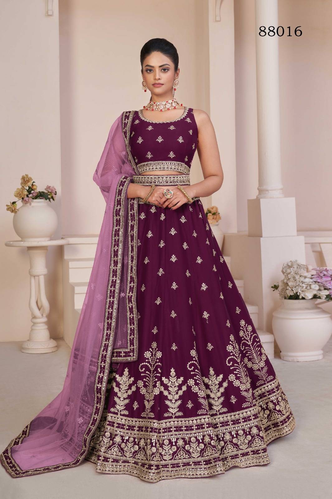 Arya Vol-53 By Arya Designs 88001 To 88016 Series Bridal Wear Collection Beautiful Stylish Colorful Fancy Party Wear & Occasional Wear Net/Georgette Lehengas At Wholesale Price