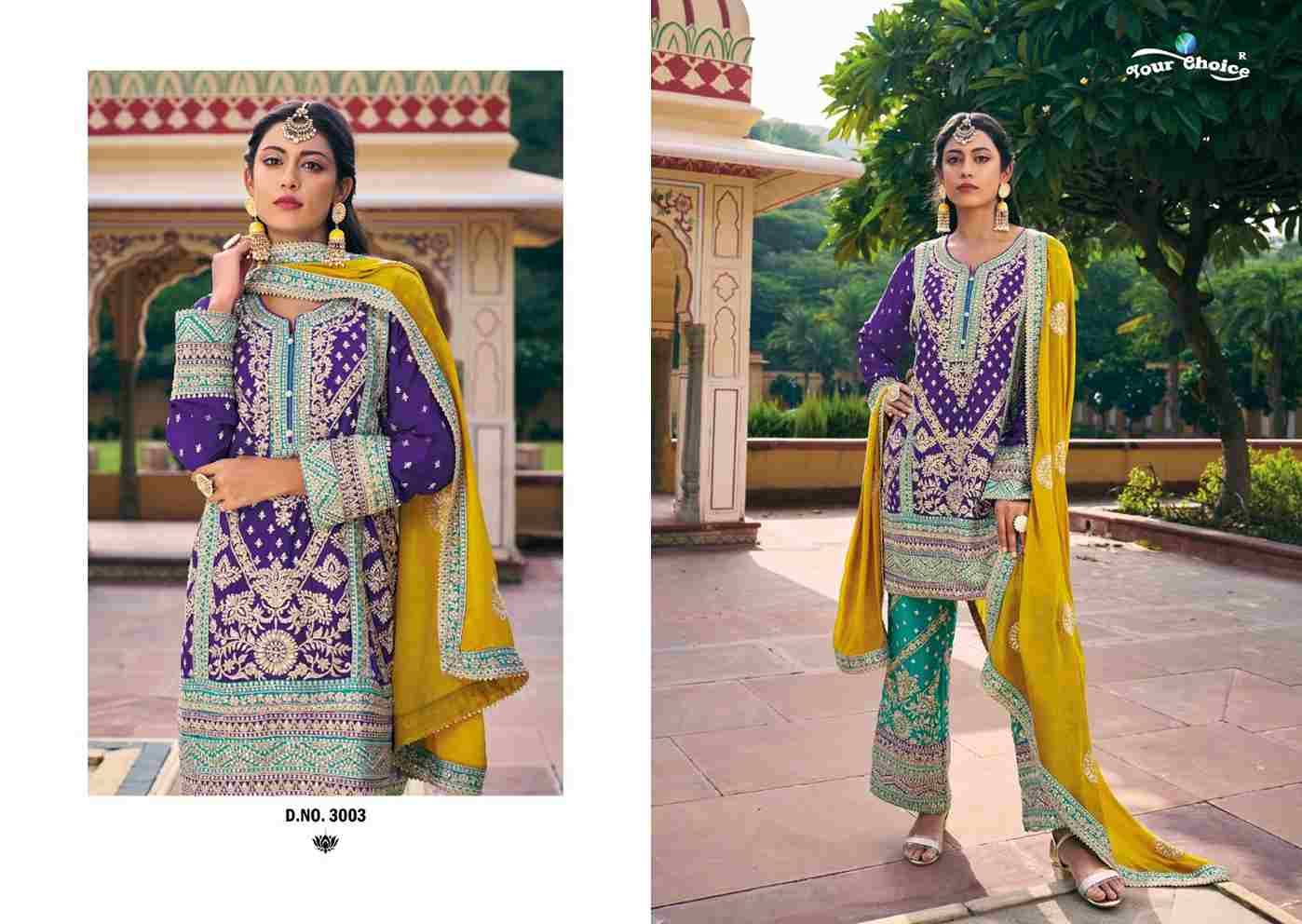 Avani By Your Choice 3001 To 3003 Series Beautiful Festive Suits Colorful Stylish Fancy Casual Wear & Ethnic Wear Premium Chinnon Embroidered Dresses At Wholesale Price