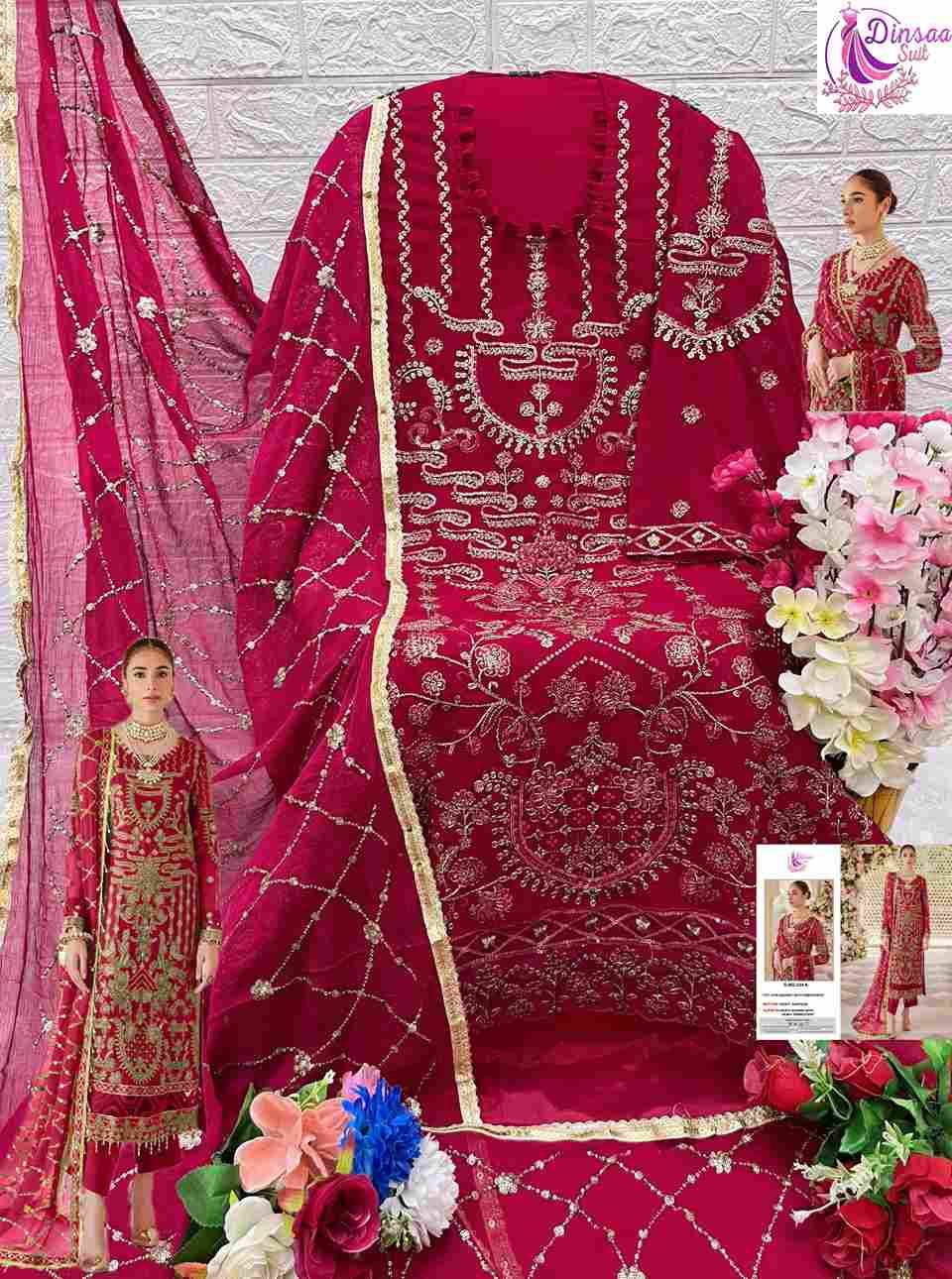 Dinsaa Hit Design 234 Colours By Dinsaa Suits 234-A To 234-D Series Designer Pakistani Suits Beautiful Stylish Fancy Colorful Party Wear & Occasional Wear Faux Georgette Dresses At Wholesale Price