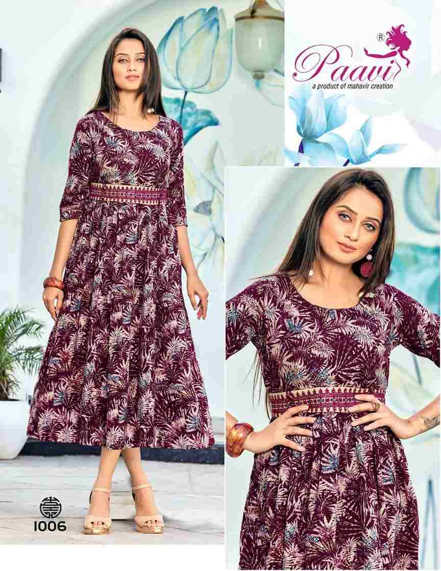 Rayon By Paavi 1001 To 1008 Series Designer Stylish Fancy Colorful Beautiful Party Wear & Ethnic Wear Collection Rayon Kurtis At Wholesale Price