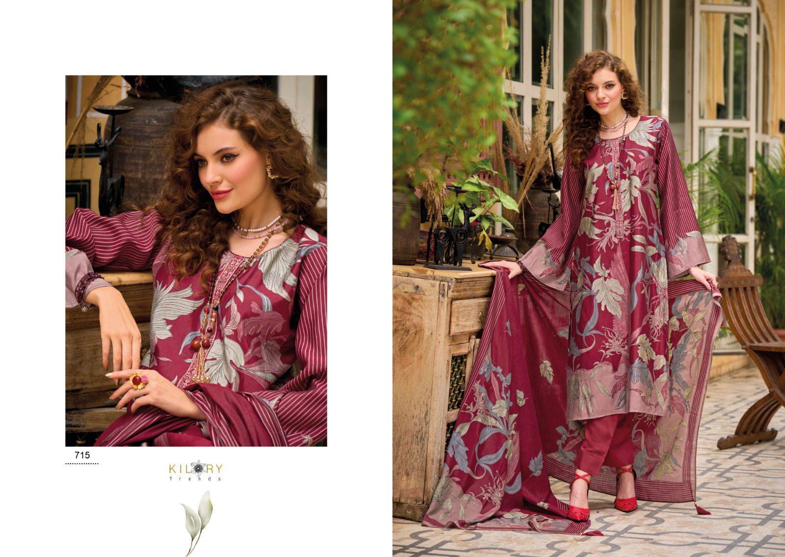 Zara By Kilory 711 To 716 Series Beautiful Stylish Festive Suits Fancy Colorful Casual Wear & Ethnic Wear & Ready To Wear Pure Viscose Muslin Print Dresses At Wholesale Price