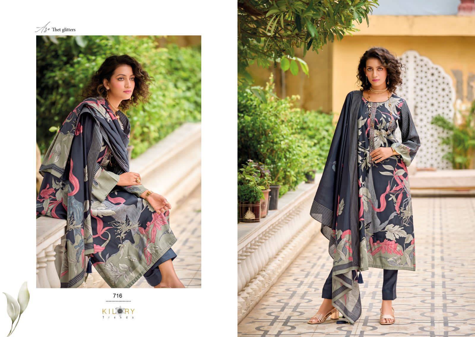 Zara By Kilory 711 To 716 Series Beautiful Stylish Festive Suits Fancy Colorful Casual Wear & Ethnic Wear & Ready To Wear Pure Viscose Muslin Print Dresses At Wholesale Price