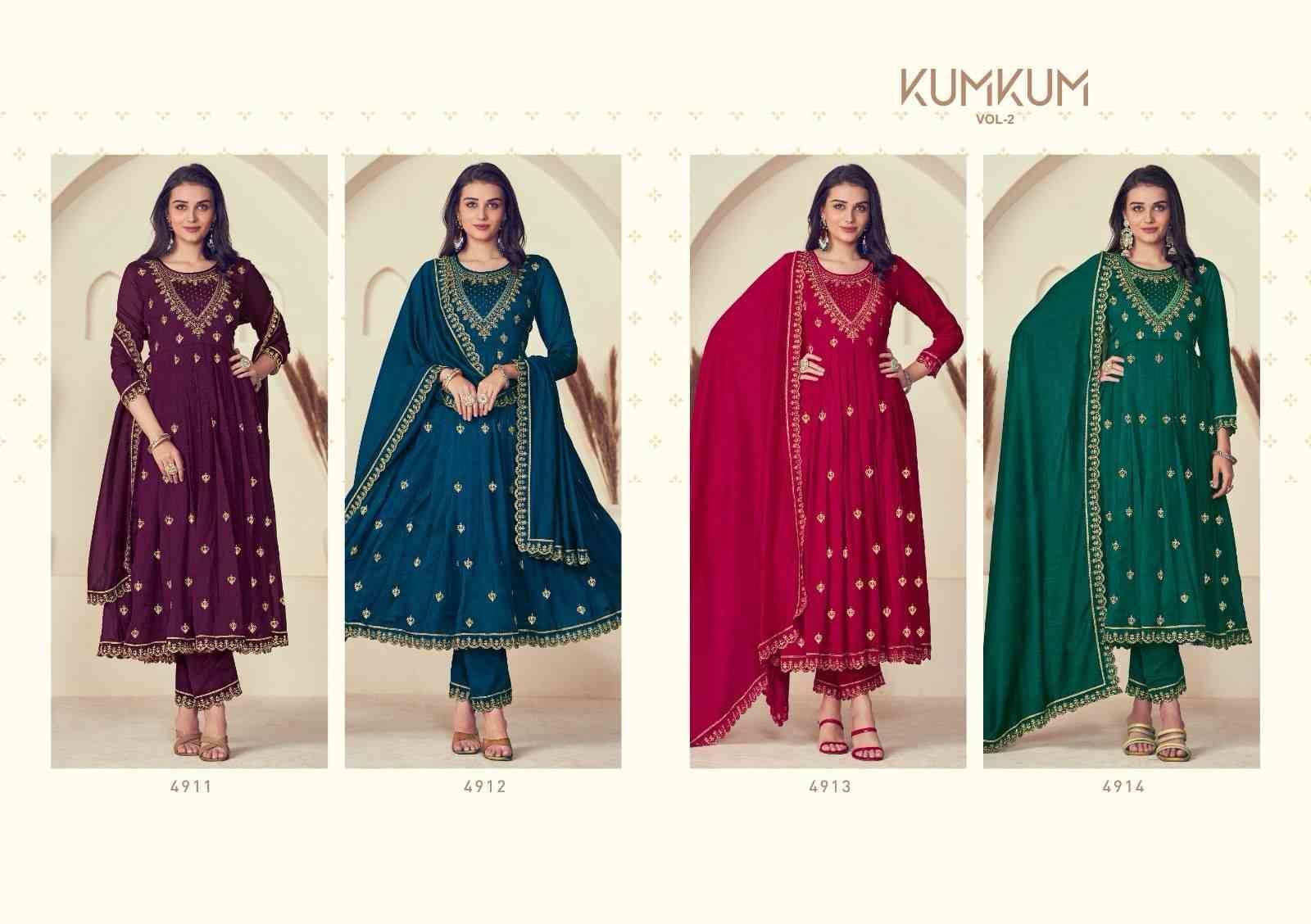Kumkum Vol-2 By Rangoon 4911 To 4914 Series Beautiful Stylish Festive Suits Fancy Colorful Casual Wear & Ethnic Wear & Ready To Wear Silk Print Dresses At Wholesale Price