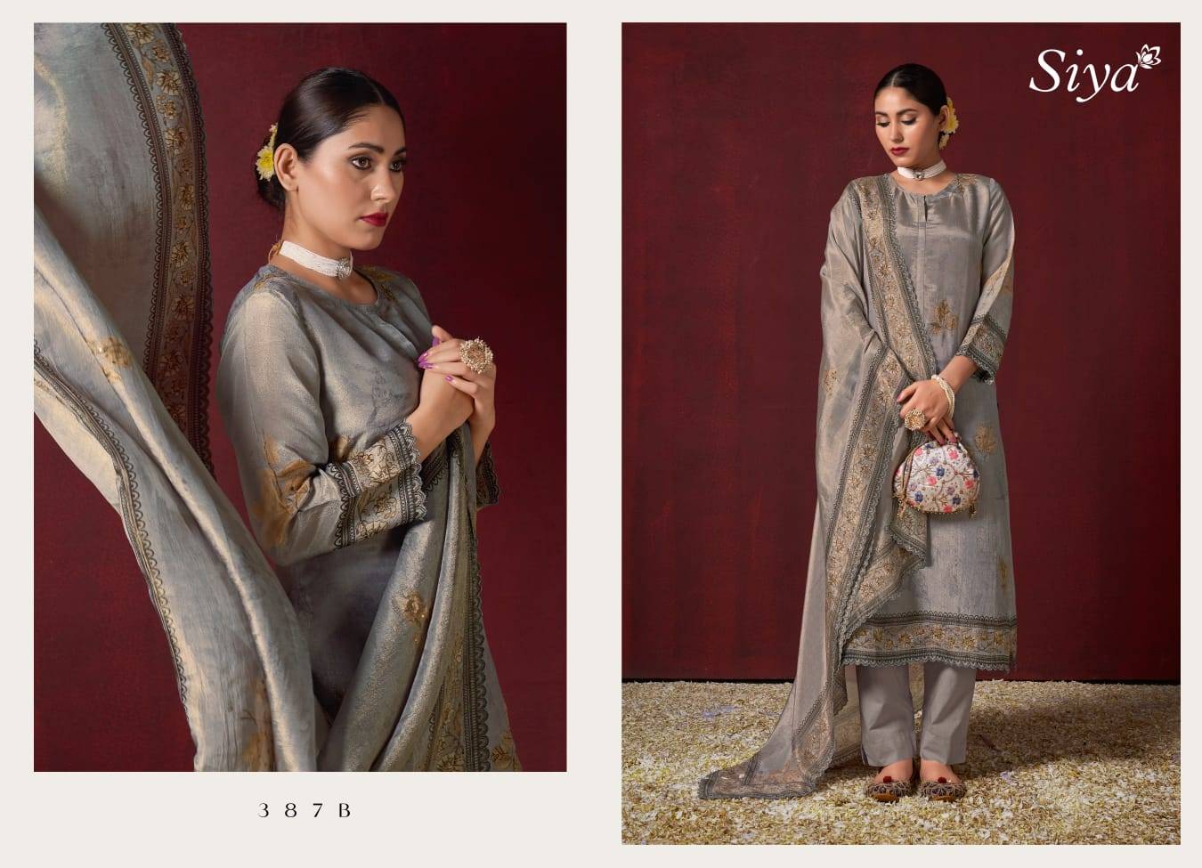 Siya By T And M Designer Studio 387-A To 387-B Series Beautiful Pakistani Suits Colorful Stylish Fancy Casual Wear & Ethnic Wear Tissue Dresses At Wholesale Price