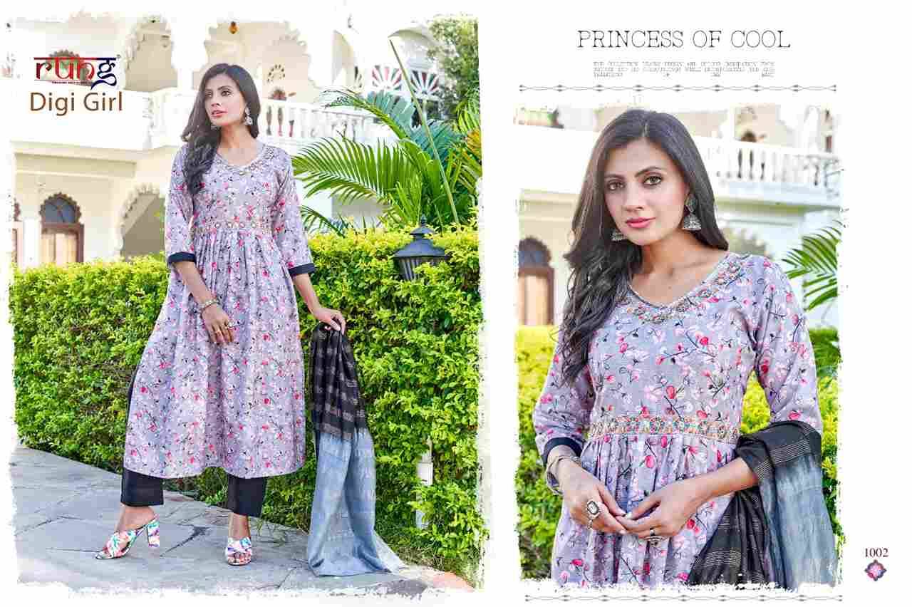 Digit Girl By Rung 1001 To 1006 Series Beautiful Festive Suits Colorful Stylish Fancy Casual Wear & Ethnic Wear Linen Rayon Dresses At Wholesale Price