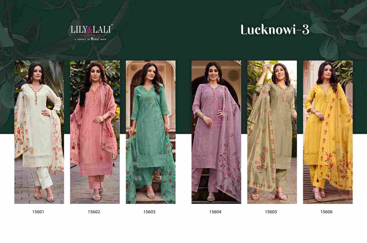 Lucknowi Vol-3 By Lily And Lali 15601 To 15606 Series Beautiful Suits Colorful Stylish Fancy Casual Wear & Ethnic Wear Chanderi Silk Print Dresses At Wholesale Price