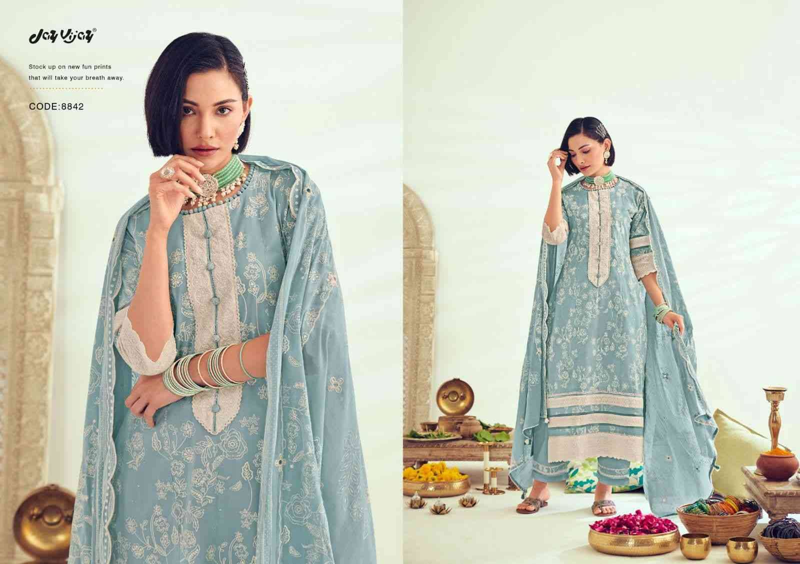 Lamha By Jay Vijay Prints 8841 To 8846 Series Beautiful Festive Suits Colorful Stylish Fancy Casual Wear & Ethnic Wear Pure Cotton Embroidered Dresses At Wholesale Price