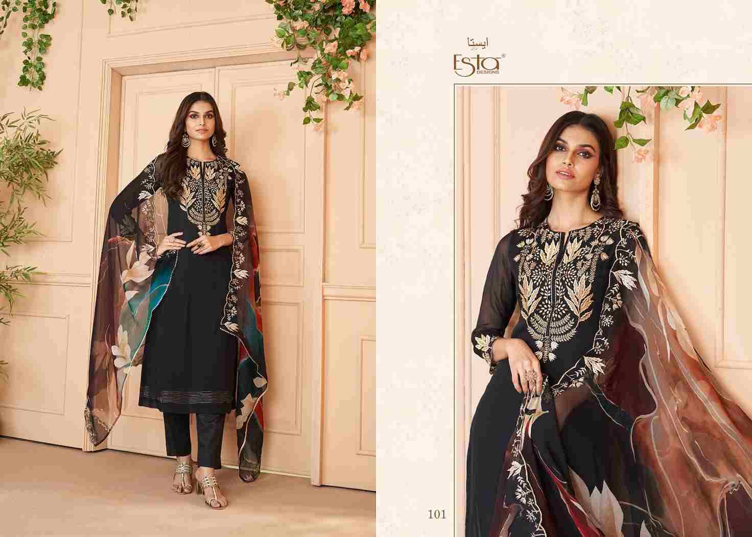 Auram By Esta Designs 101 To 106 Series Beautiful Festive Suits Colorful Stylish Fancy Casual Wear & Ethnic Wear Organza Silk Dresses At Wholesale Price