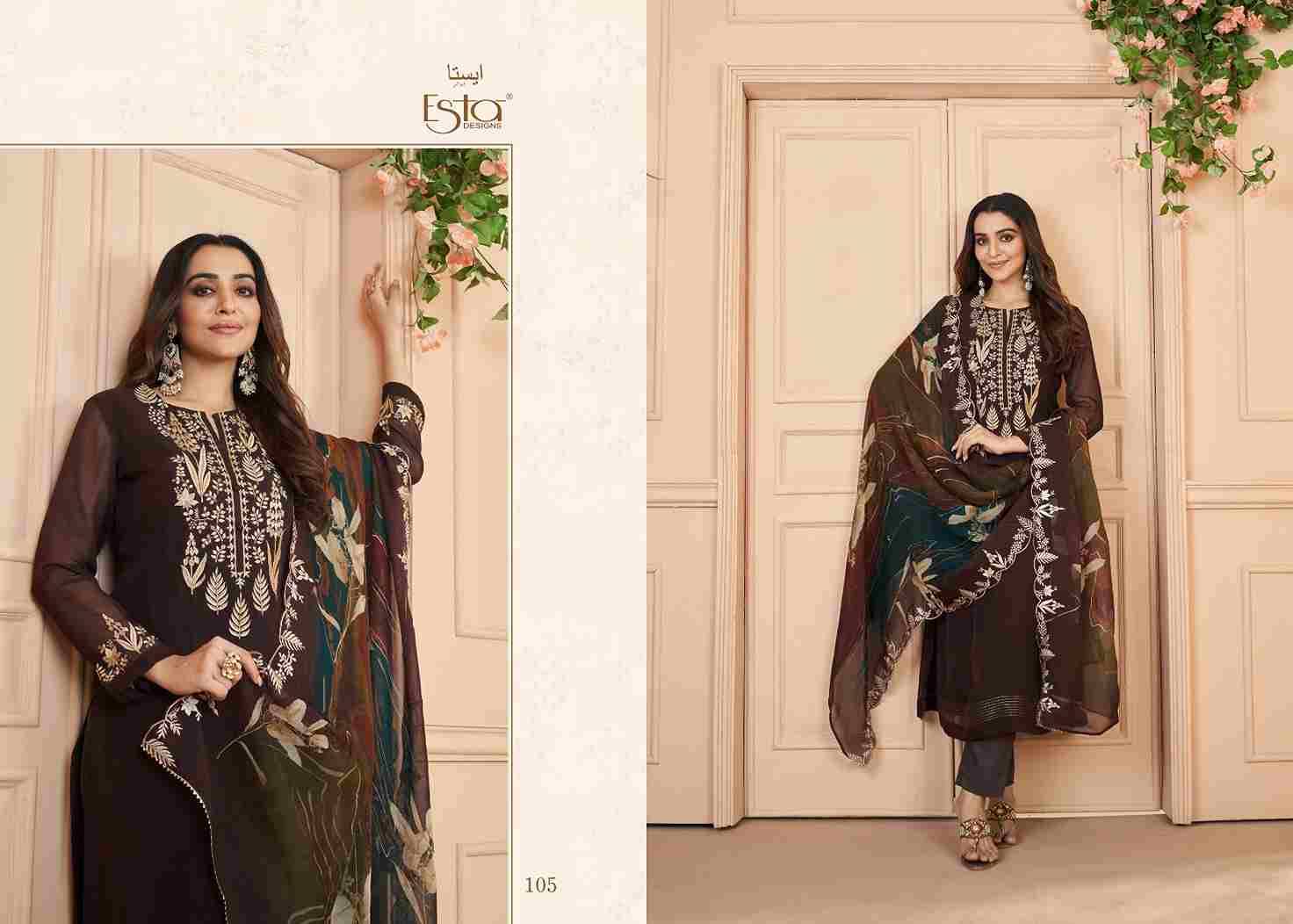 Auram By Esta Designs 101 To 106 Series Beautiful Festive Suits Colorful Stylish Fancy Casual Wear & Ethnic Wear Organza Silk Dresses At Wholesale Price