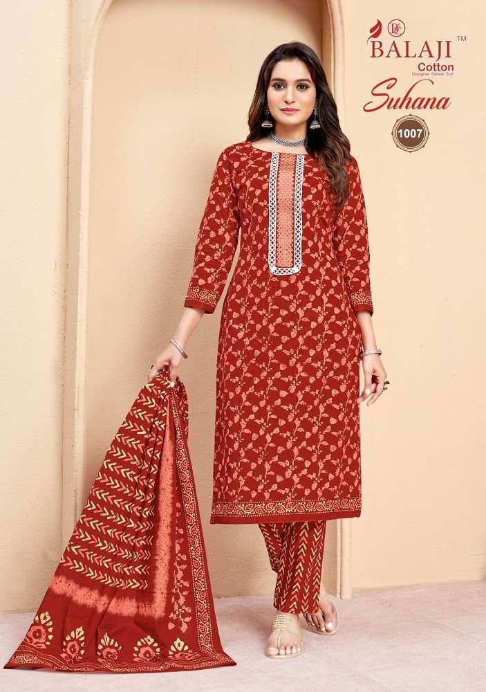 Suhana Vol-1 By Balaji Cotton 1001 To 1008 Series Beautiful Festive Suits Colorful Stylish Fancy Casual Wear & Ethnic Wear Pure Cotton Print Dresses At Wholesale Price