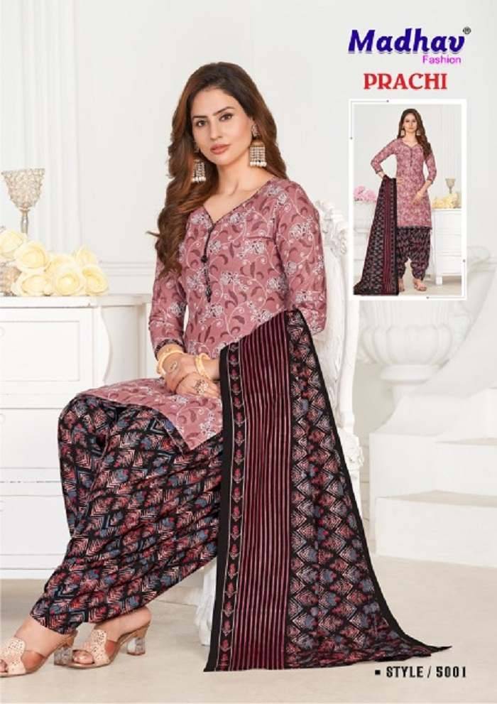 Prachi Vol-5 By Madhav Fashion 5001 To 5010 Series Beautiful Festive Suits Colorful Stylish Fancy Casual Wear & Ethnic Wear Pure Cotton Print Dresses At Wholesale Price