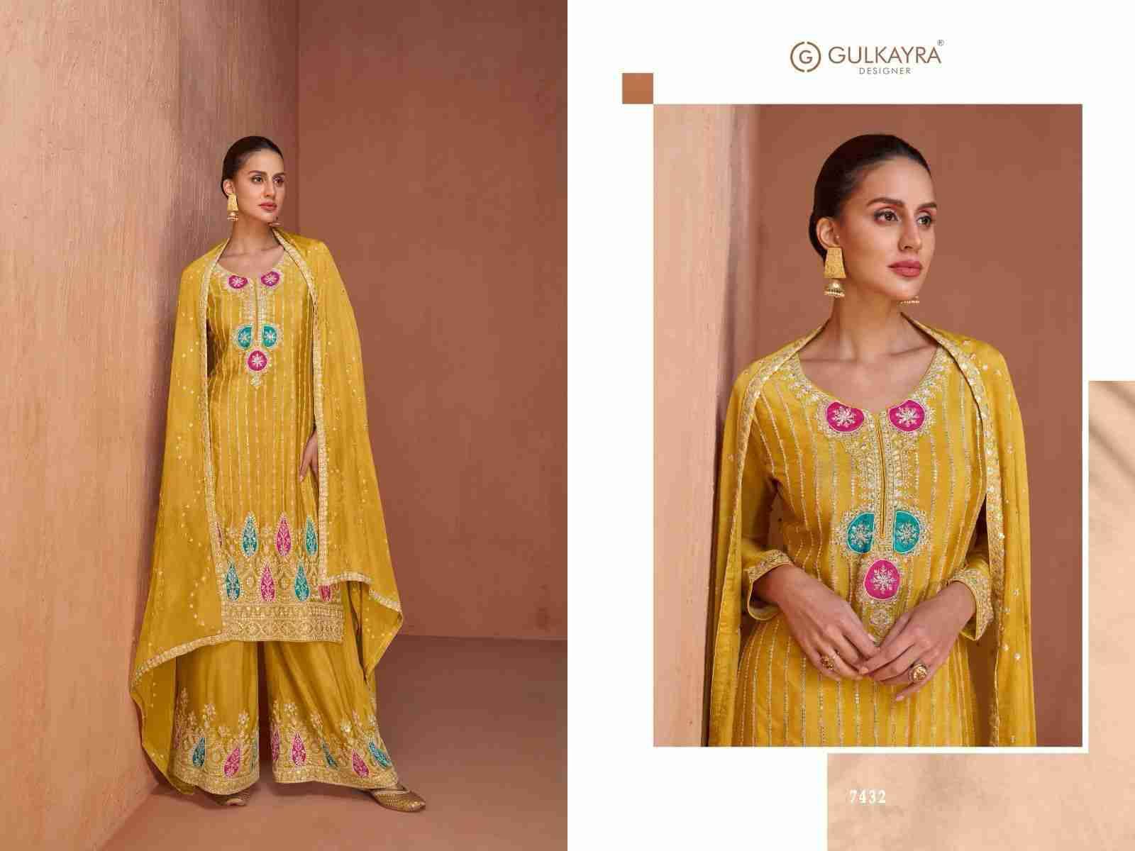 Gazal By Gulkayra Designer 7430 To 7433 Series Beautiful Sharara Suits Colorful Stylish Fancy Casual Wear & Ethnic Wear Chinnon Dresses At Wholesale Price