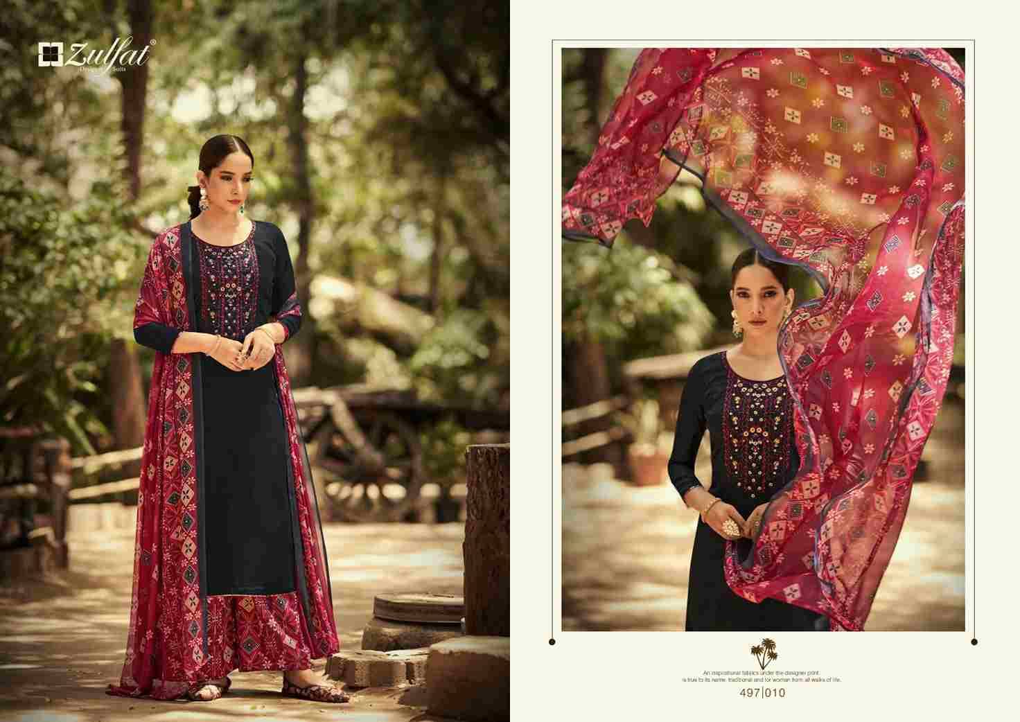 Damini 497 Series By Zulfat 497-001 To 497-010 Series Beautiful Stylish Festive Suits Fancy Colorful Casual Wear & Ethnic Wear & Ready To Wear Pure Jam Cotton Digital Print Dresses At Wholesale Price