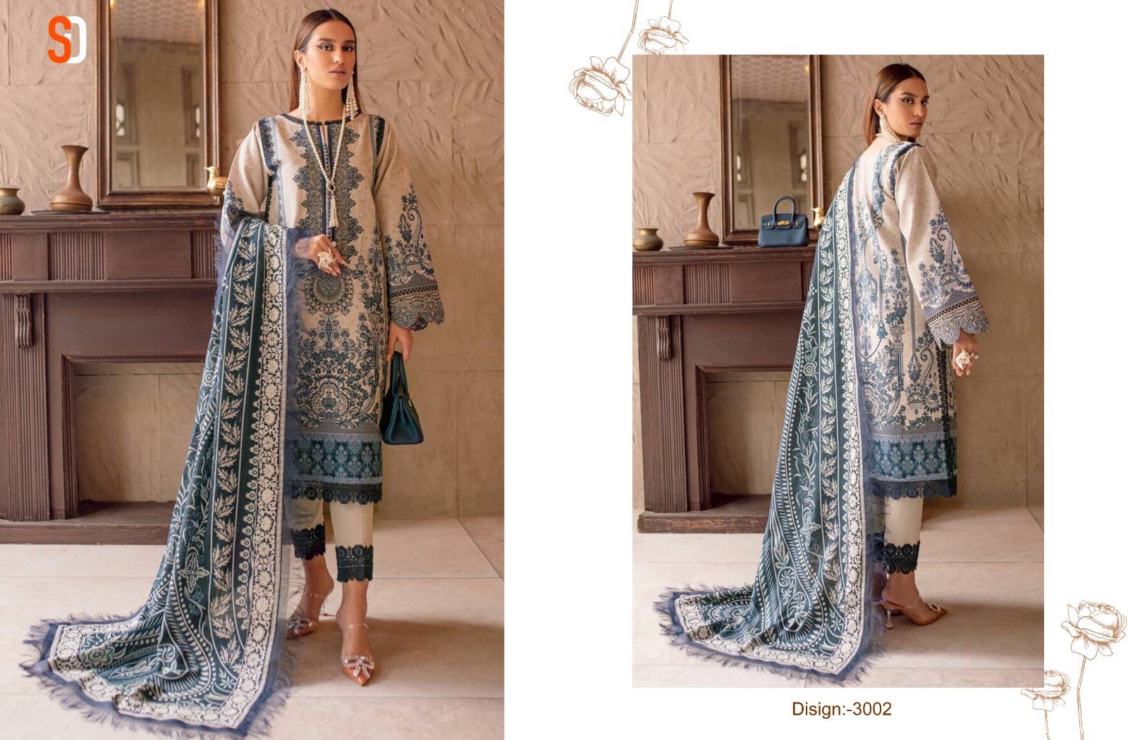 Chevron Vol-3 By Shraddha Designer 3001 To 3006 Series Beautiful Pakistani Suits Stylish Fancy Colorful Party Wear & Occasional Wear Lawn Cotton Print Embroidered Dresses At Wholesale Price