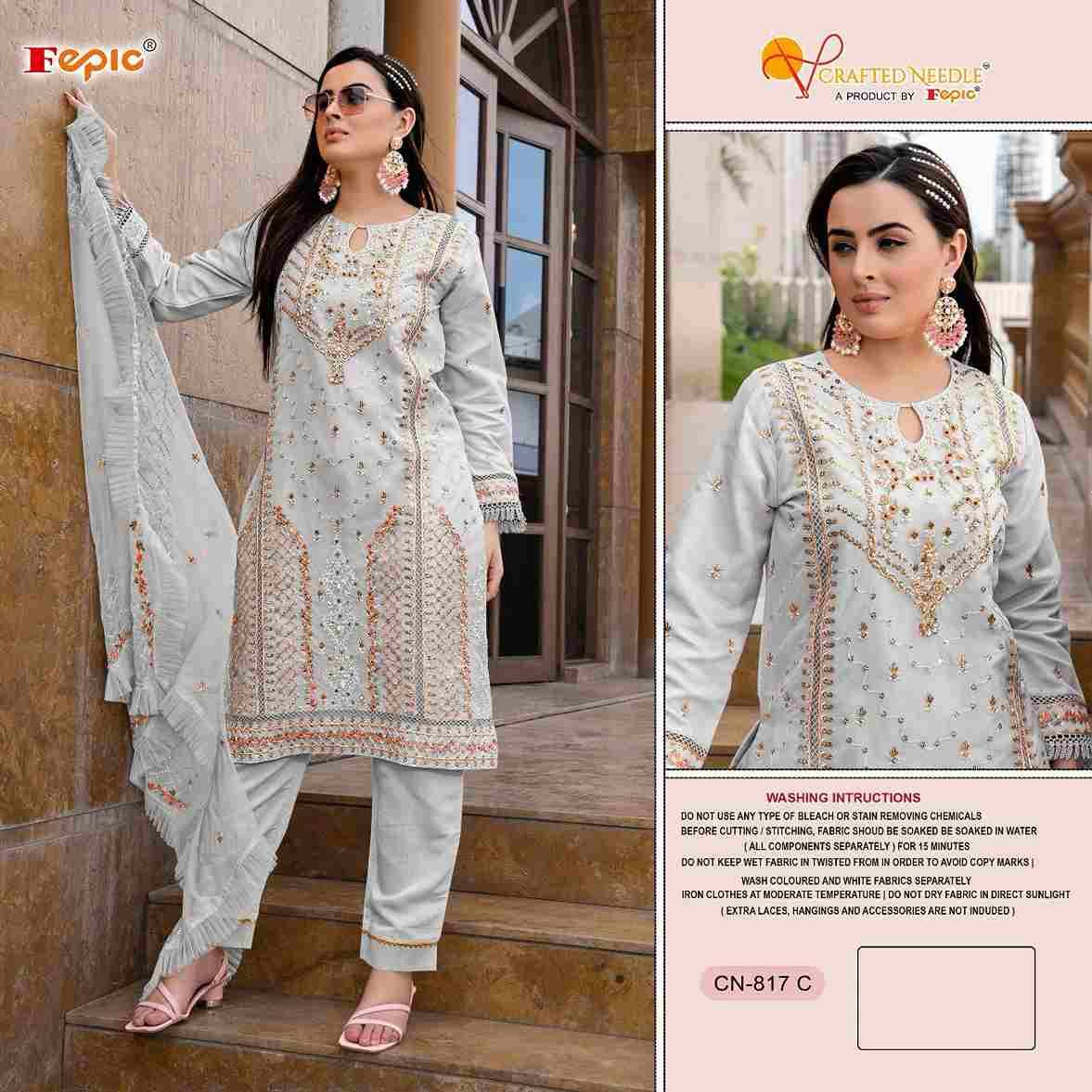 Fepic 817 Colours By Fepic 817-A To 817-C Series Beautiful Pakistani Suits Colorful Stylish Fancy Casual Wear & Ethnic Wear Heavy Organza Dresses At Wholesale Price