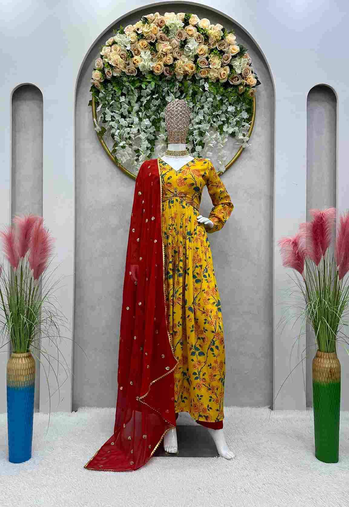 K-1398 By Fashid Wholesale Designer Anarkali Suits Collection Beautiful Stylish Fancy Colorful Party Wear & Occasional Wear Muslin Print Dresses At Wholesale Price