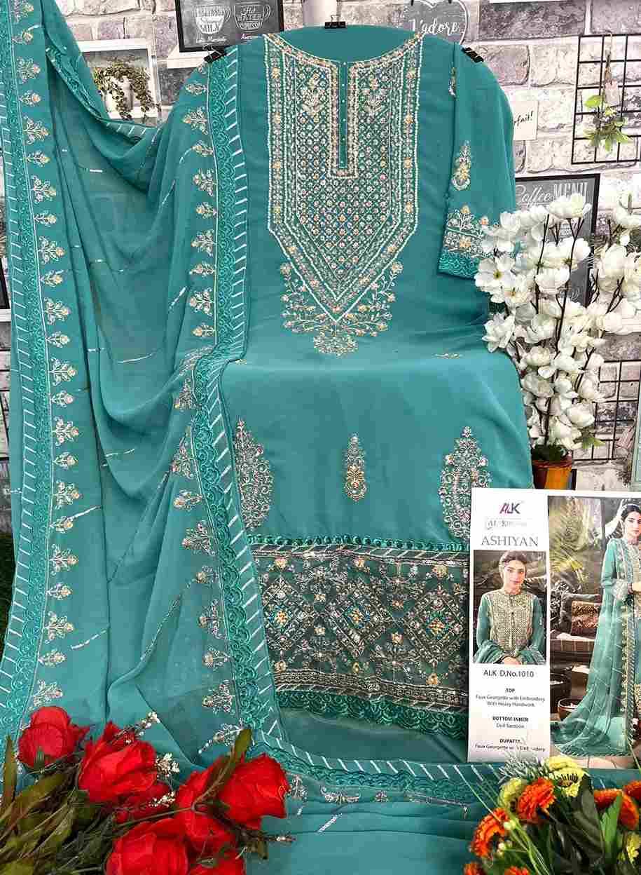 Al Khushbu Hit Design 1010 By Al Khushbu Designer Pakistani Suits Beautiful Stylish Fancy Colorful Party Wear & Occasional Wear Faux Georgette Embroidered Dresses At Wholesale Price