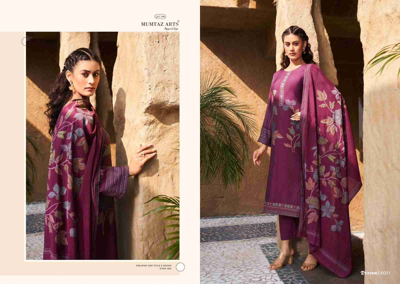 Rozeen By Mumtaz Arts 6001 To 6006 Series Beautiful Festive Suits Colorful Stylish Fancy Casual Wear & Ethnic Wear Pure Viscose Muslin Embroidered Dresses At Wholesale Price