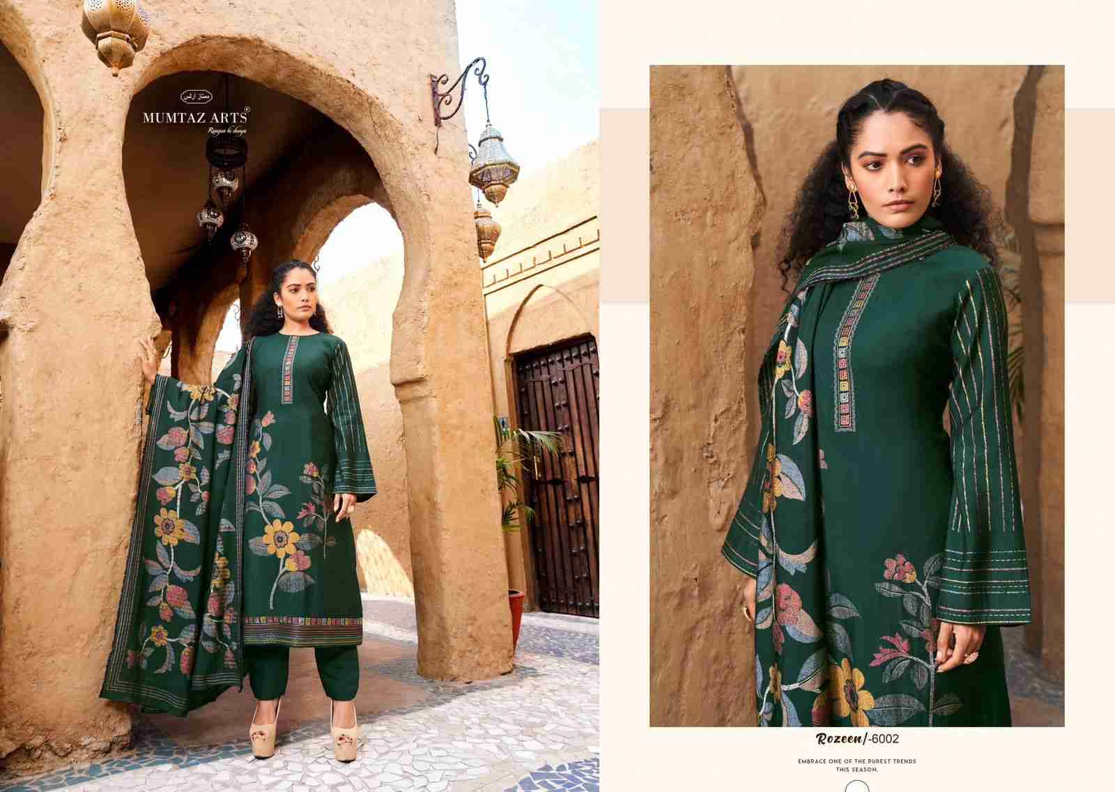 Rozeen By Mumtaz Arts 6001 To 6006 Series Beautiful Festive Suits Colorful Stylish Fancy Casual Wear & Ethnic Wear Pure Viscose Muslin Embroidered Dresses At Wholesale Price