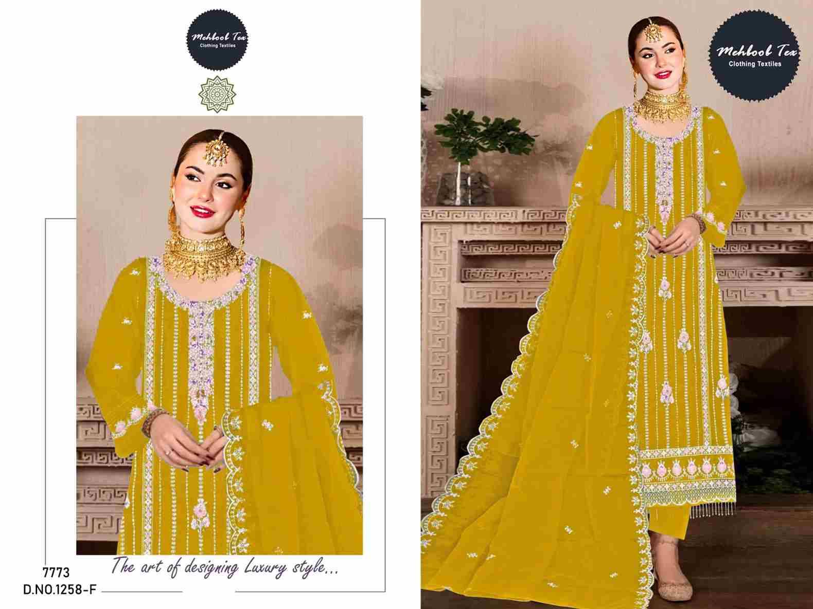 Mehboob Tex Hit Design 1258 Colours Vol-2 By Mehboob Tex 1258-E To 1258-H Series Beautiful Pakistani Suits Colorful Stylish Fancy Casual Wear & Ethnic Wear Organza Embroidered Dresses At Wholesale Price