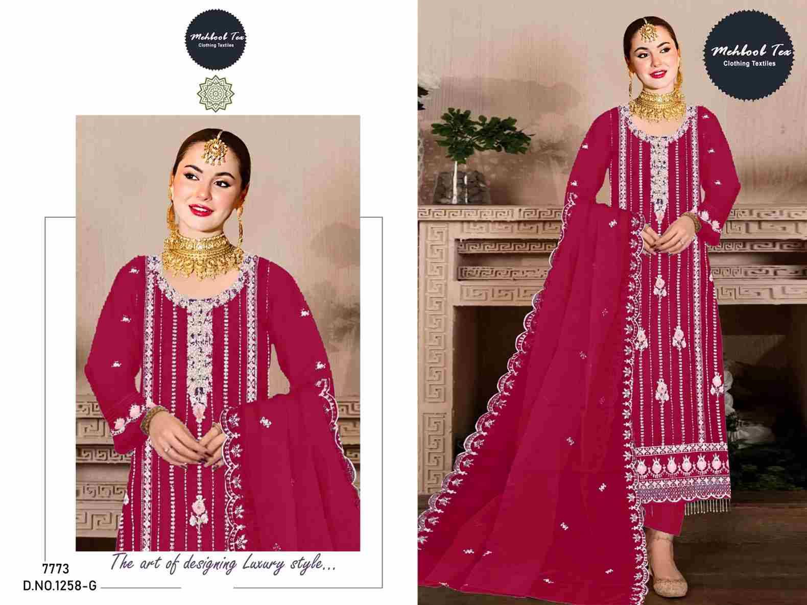 Mehboob Tex Hit Design 1258 Colours Vol-2 By Mehboob Tex 1258-E To 1258-H Series Beautiful Pakistani Suits Colorful Stylish Fancy Casual Wear & Ethnic Wear Organza Embroidered Dresses At Wholesale Price