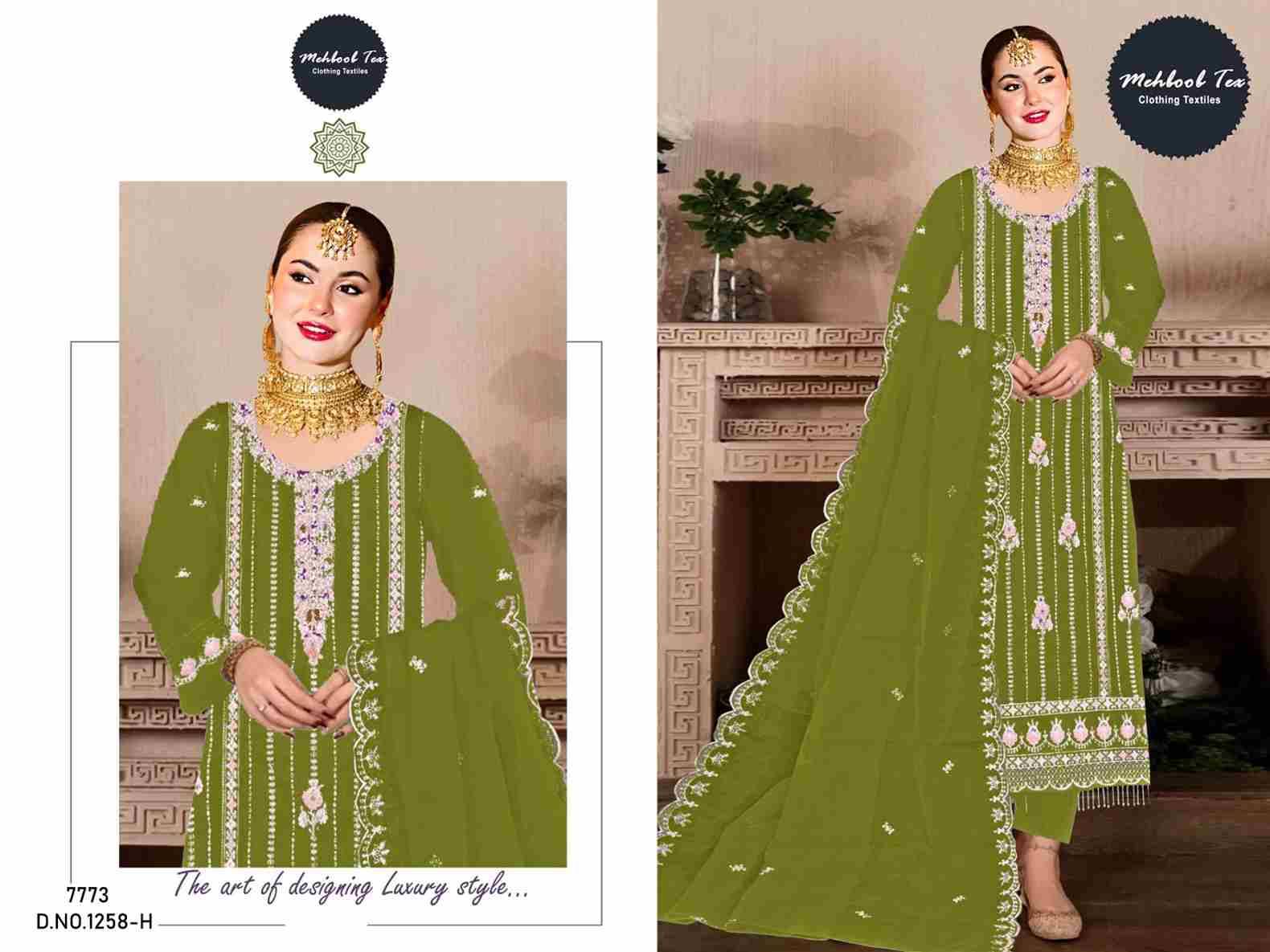 Mehboob Tex Hit Design 1258 Colours Vol-2 By Mehboob Tex 1258-E To 1258-H Series Beautiful Pakistani Suits Colorful Stylish Fancy Casual Wear & Ethnic Wear Organza Embroidered Dresses At Wholesale Price