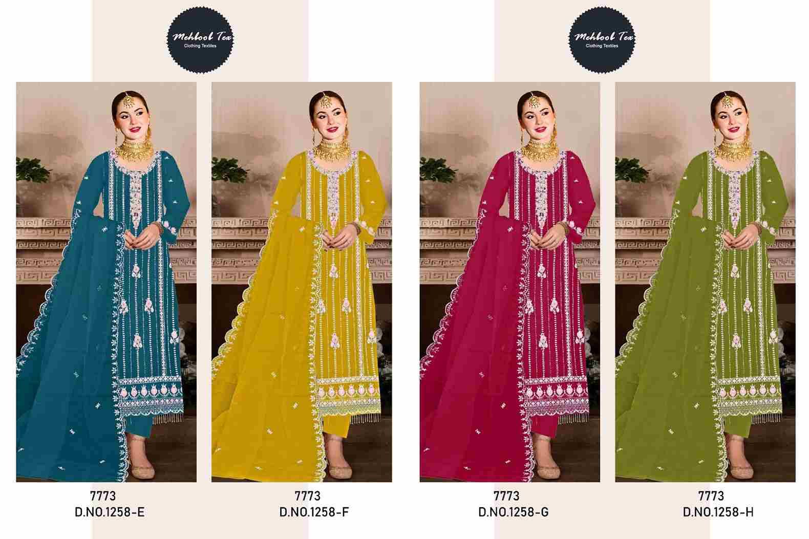 Mehboob Tex Hit Design 1258 Colours Vol-2 By Mehboob Tex 1258-E To 1258-H Series Beautiful Pakistani Suits Colorful Stylish Fancy Casual Wear & Ethnic Wear Organza Embroidered Dresses At Wholesale Price