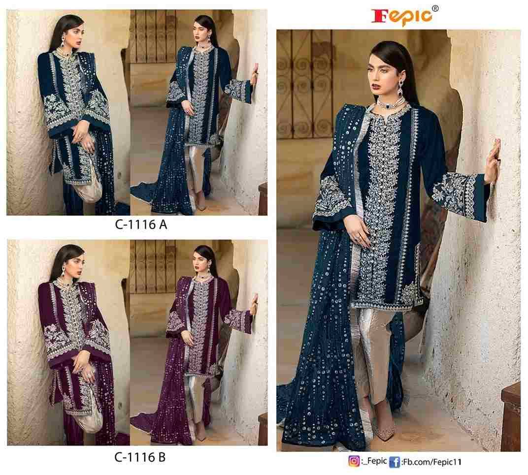 Fepic 1116 Colours By Fepic 1116-A To 1116-B Series Beautiful Pakistani Suits Colorful Stylish Fancy Casual Wear & Ethnic Wear Georgette Embroidered Dresses At Wholesale Price