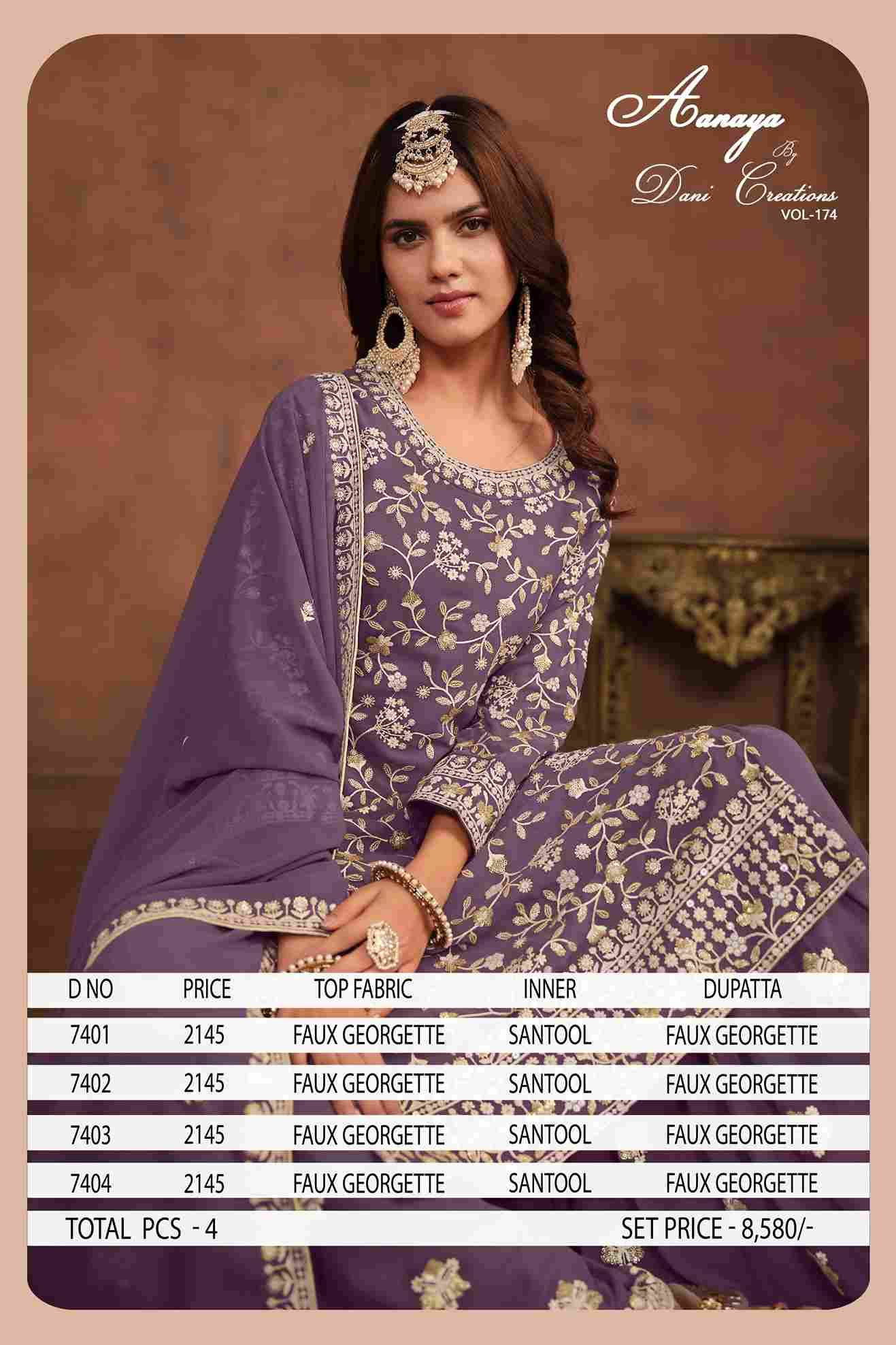 Aanaya Vol-174 By Twisha 7401 To 7404 Series Designer Festive Suits Collection Beautiful Stylish Fancy Colorful Party Wear & Occasional Wear Faux Georgette Dresses At Wholesale Price