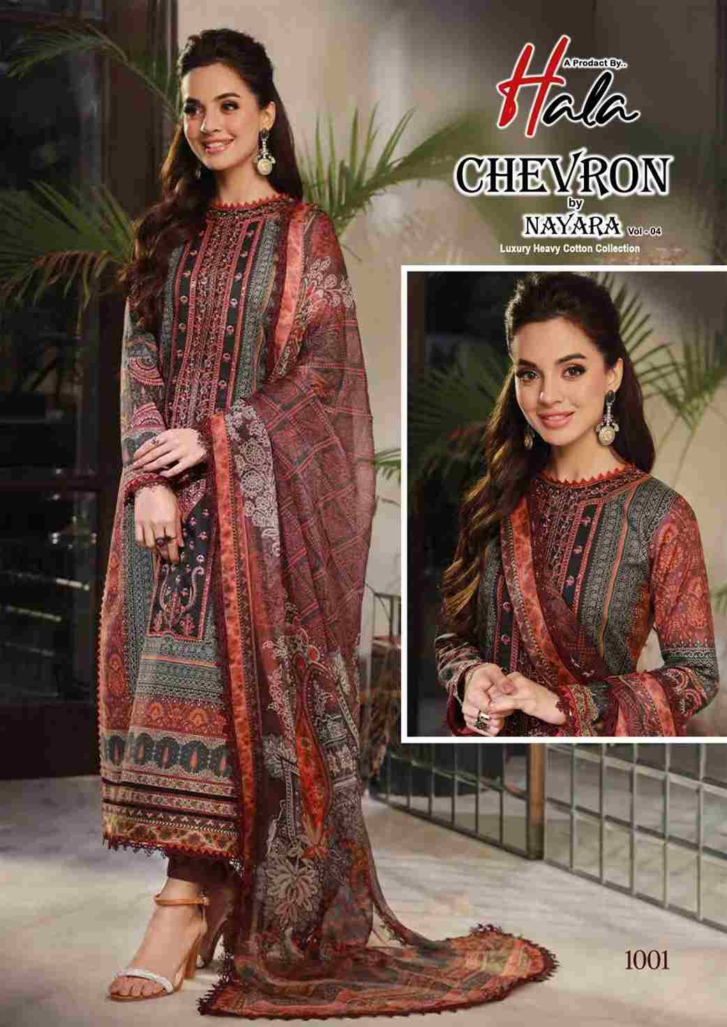 Chevron Vol-4 By Hala 1001 To 1006 Series Beautiful Festive Suits Colorful Stylish Fancy Casual Wear & Ethnic Wear Cotton Print Dresses At Wholesale Price